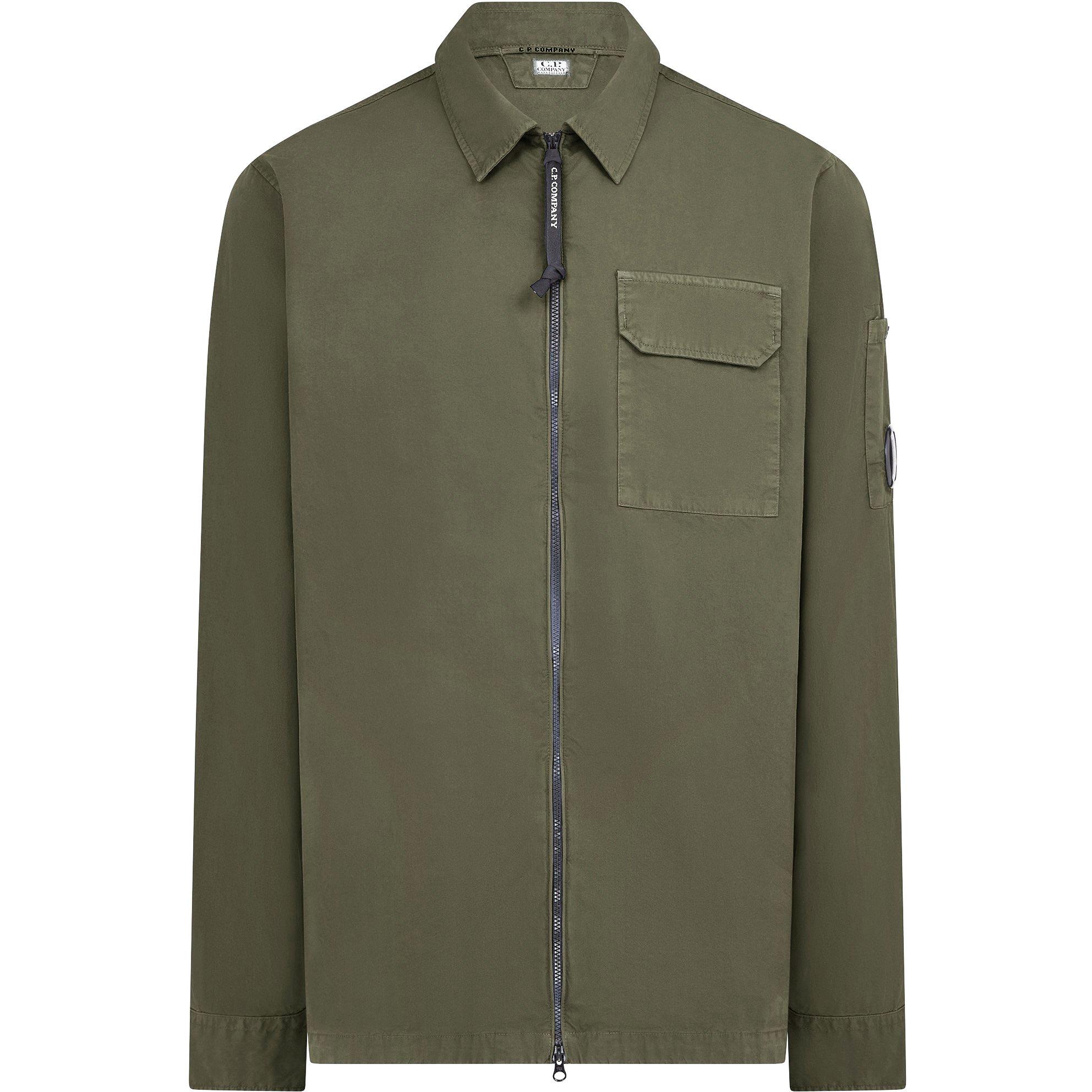Cp Company Men's Gabardine Lens Cotton Long Sleeve Overshirt - Ivy Green 683 - S (46)