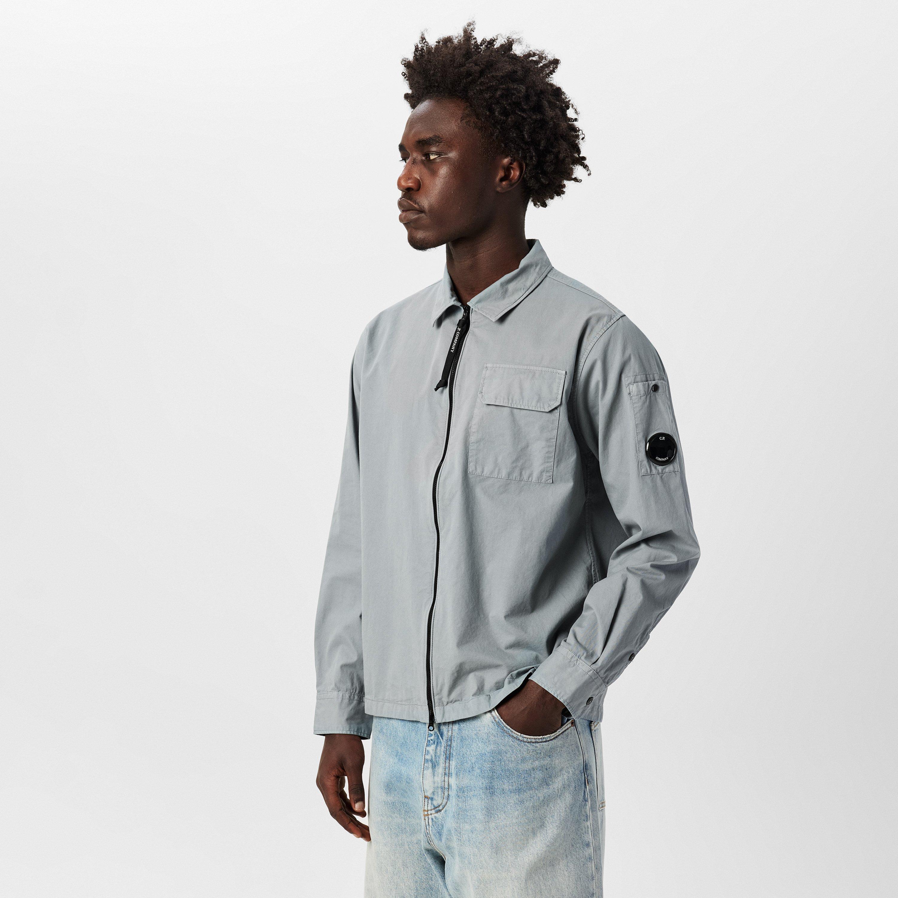 Shadow Grey 937 - CP Company - Men's Gabardine Lens Cotton Long Sleeve Overshirt - 3
