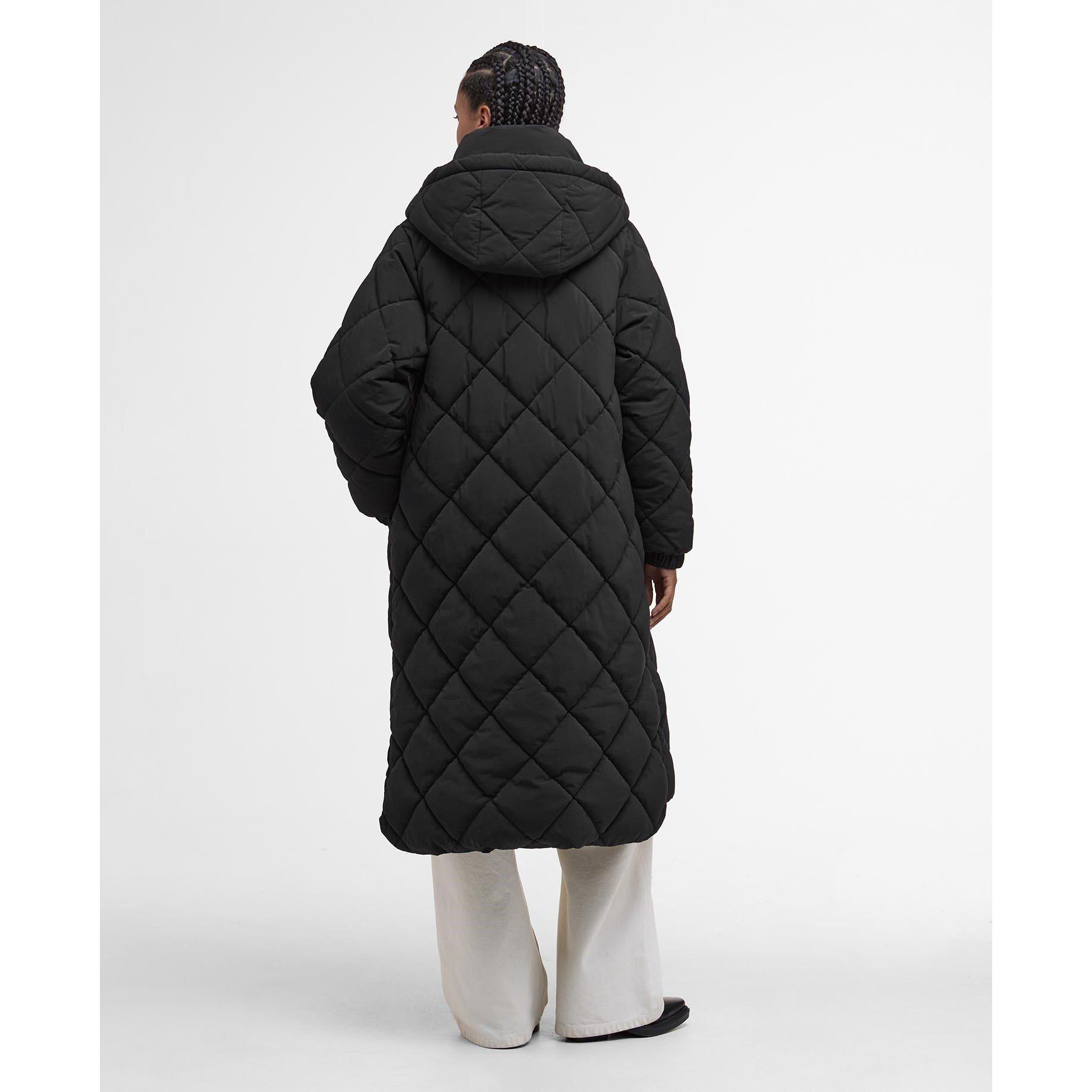 Black/Classic - Barbour - Women's Kirkton Diamond Quilted Hooded Long Puffer Jacket - 3