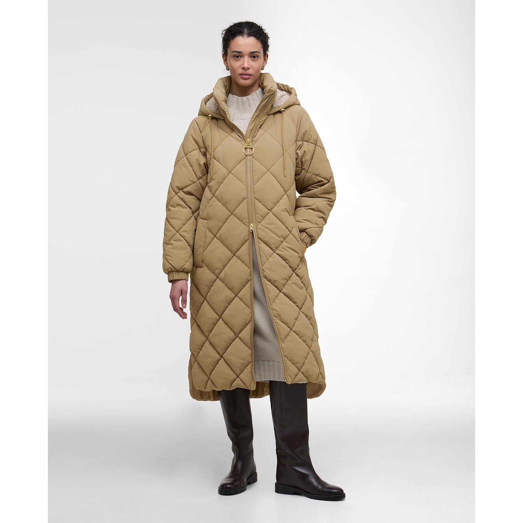 Brown/Ancient - Barbour - Women's Kirkton Diamond Quilted Hooded Long Puffer Jacket - 2