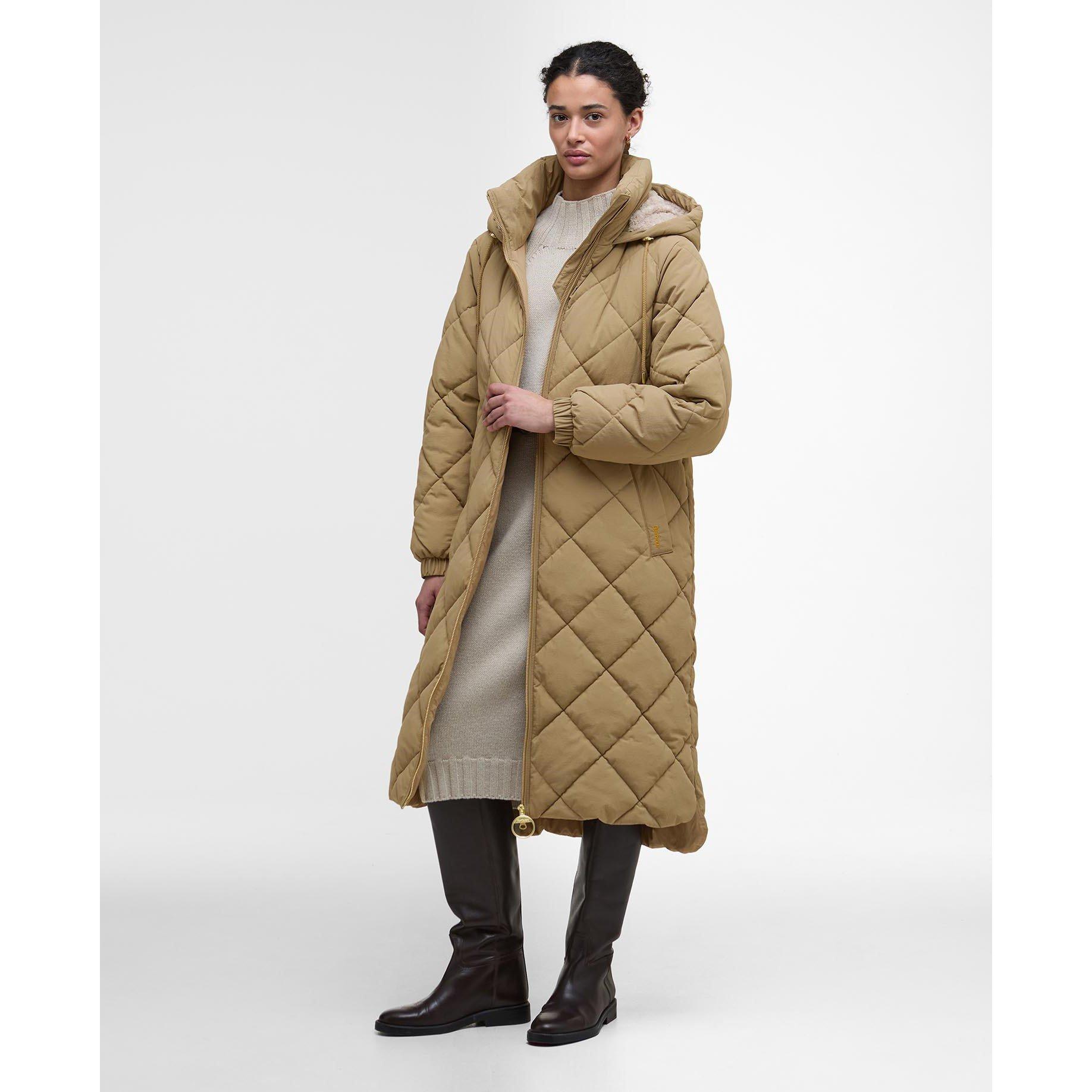 Brown/Ancient - Barbour - Women's Kirkton Diamond Quilted Hooded Long Puffer Jacket - 7