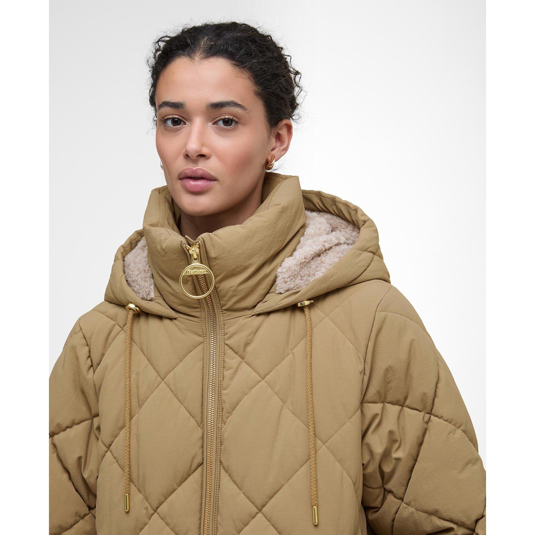 Brown/Ancient - Barbour - Women's Kirkton Diamond Quilted Hooded Long Puffer Jacket - 4