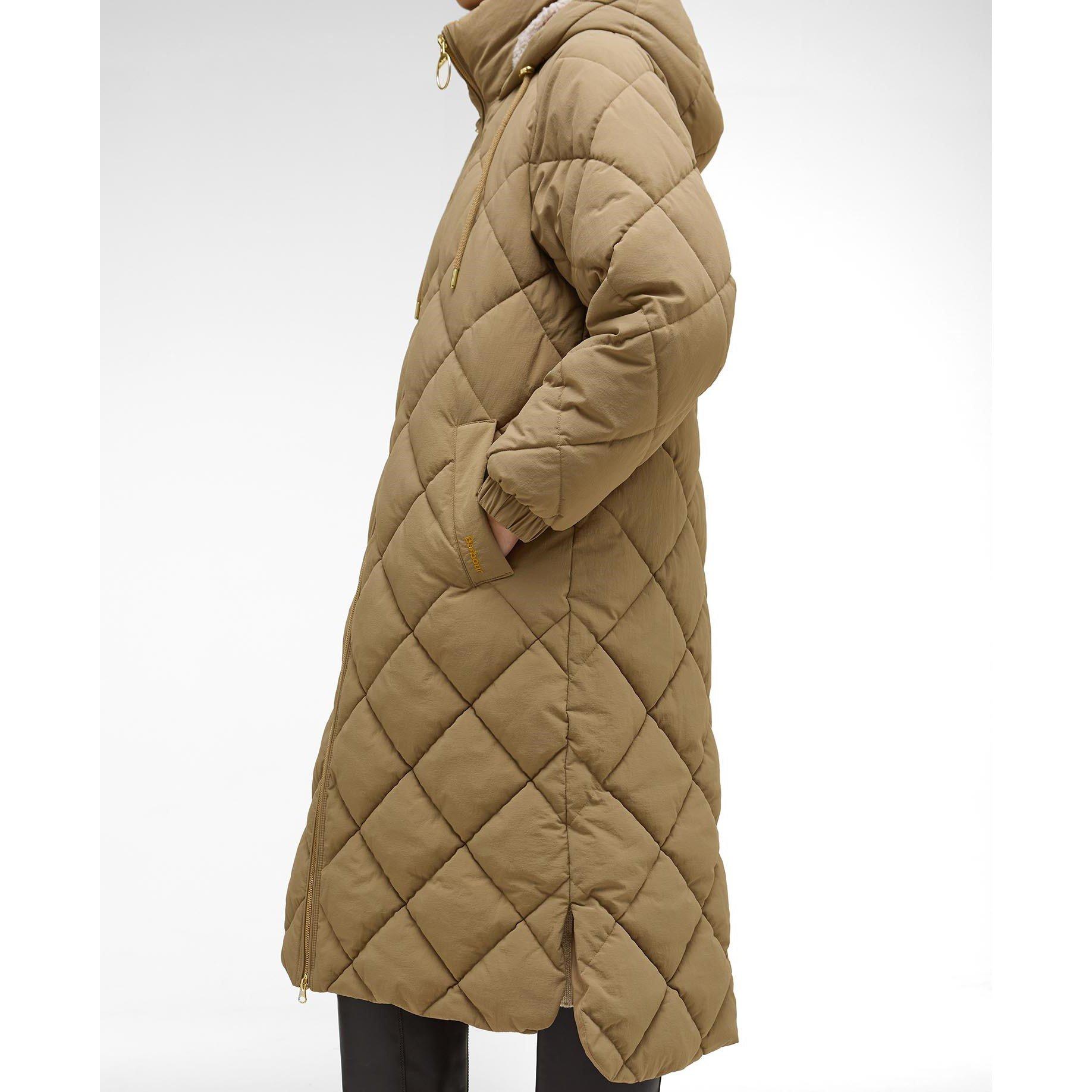 Brown/Ancient - Barbour - Women's Kirkton Diamond Quilted Hooded Long Puffer Jacket - 6