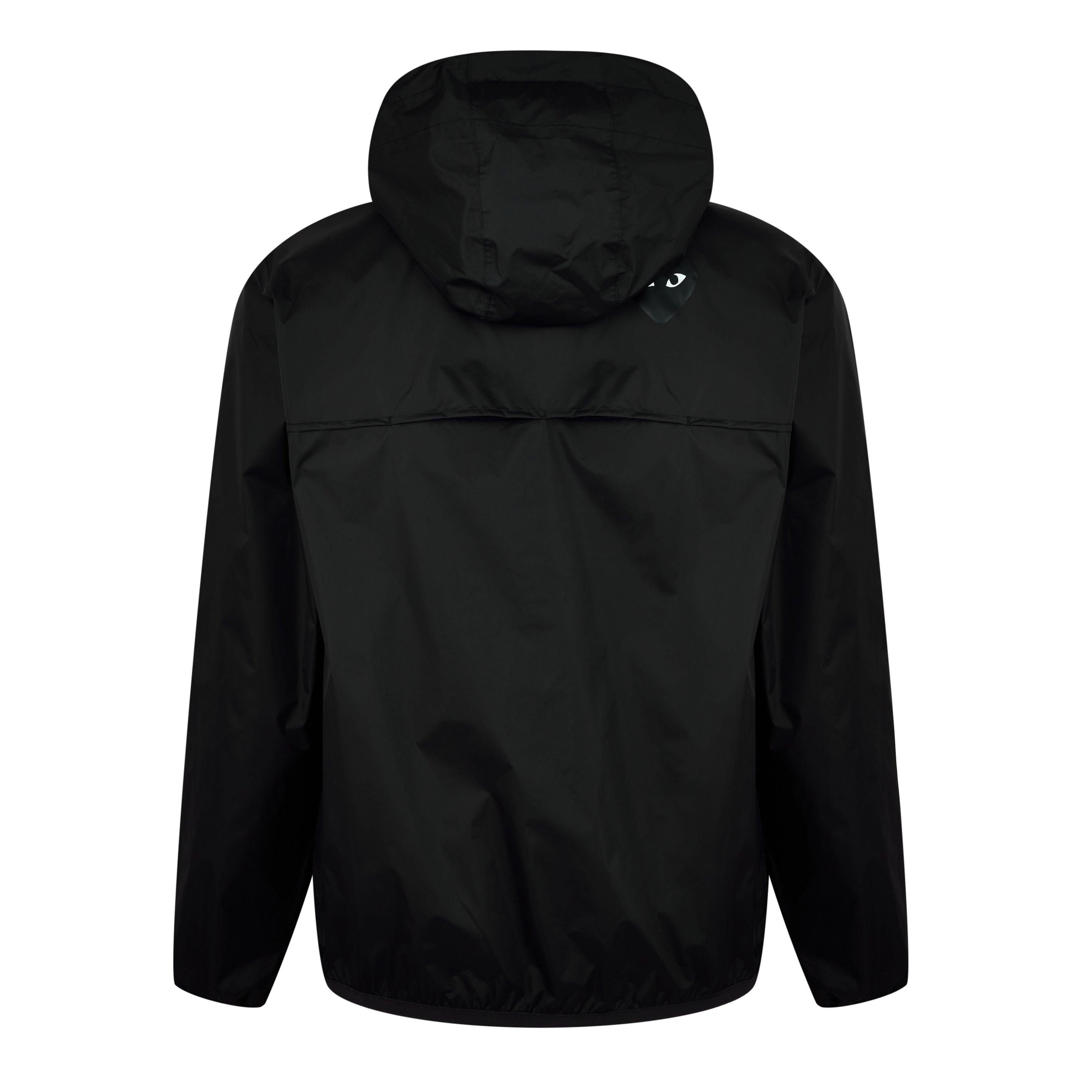 Black - Comme des Garcons PLAY - Unisex Adults Full Zip Packable Water Resistant Hooded Long Sleeve Rain Anorak - 2