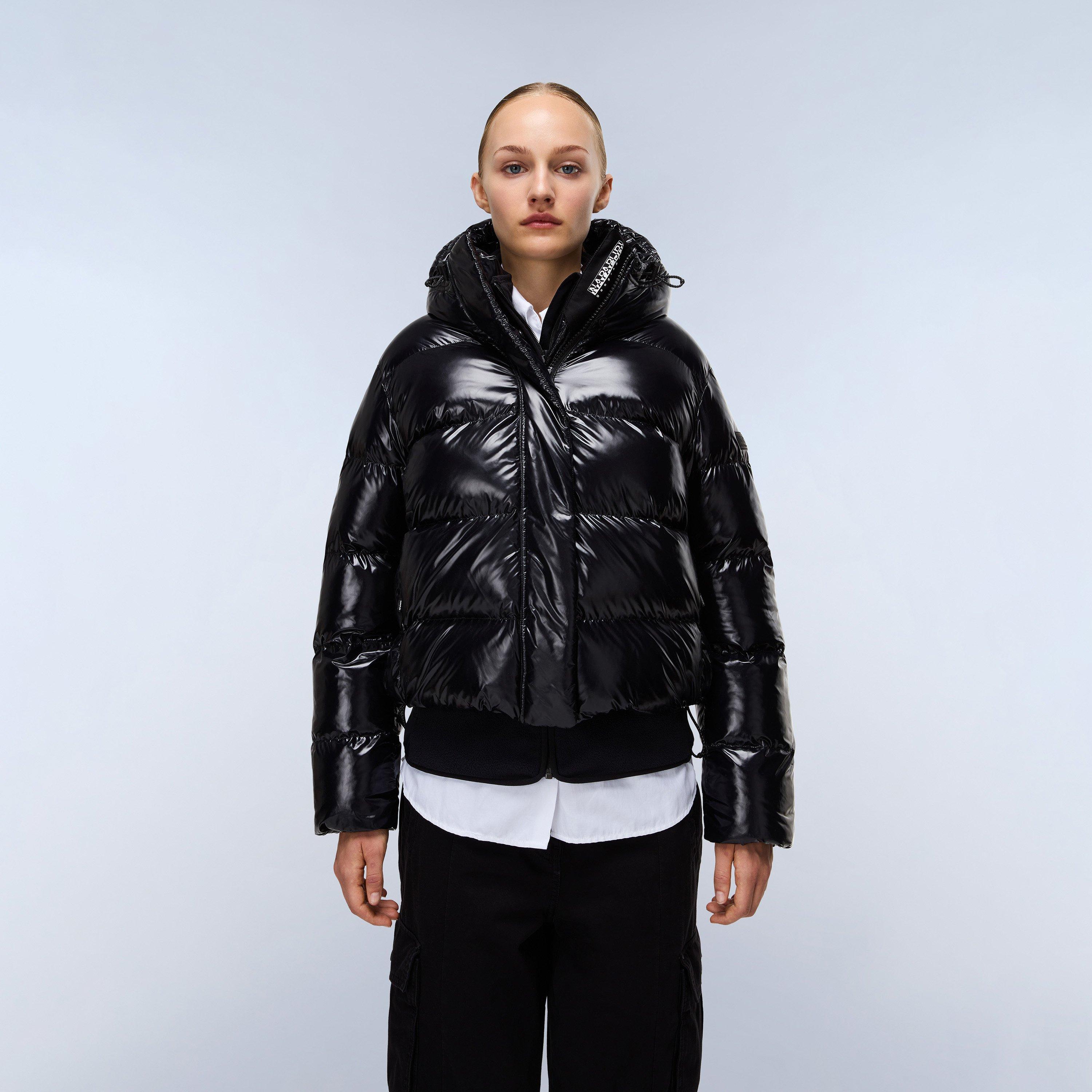 Black - Napapijri - Women's Glane Mirror Zip Adjustable Hood Short Puffer Jacket - 4