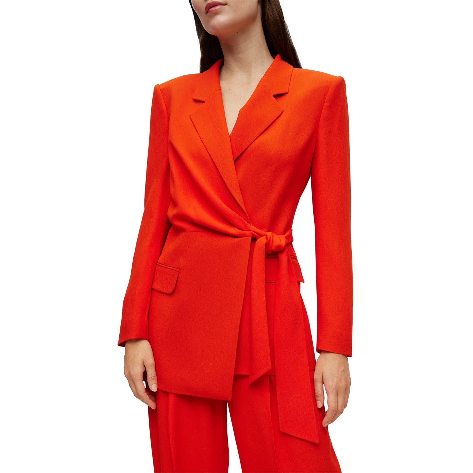 Bright Orange - Boss - Women's Jawana Tailored Wrap Viscose Long Sleeve Blazer - 6