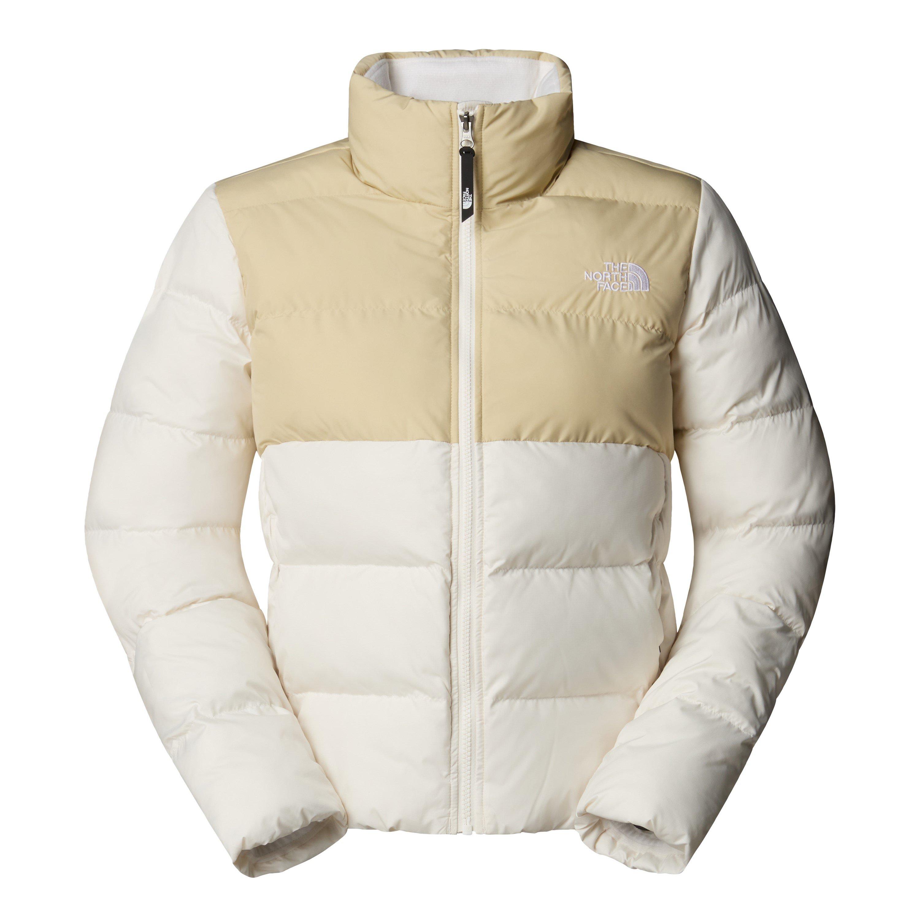 Gravel/Wht Dune - The North Face - Womens Saikuru Water and Wind Resistant Oversized Fit Short Puffer Jacket - 1