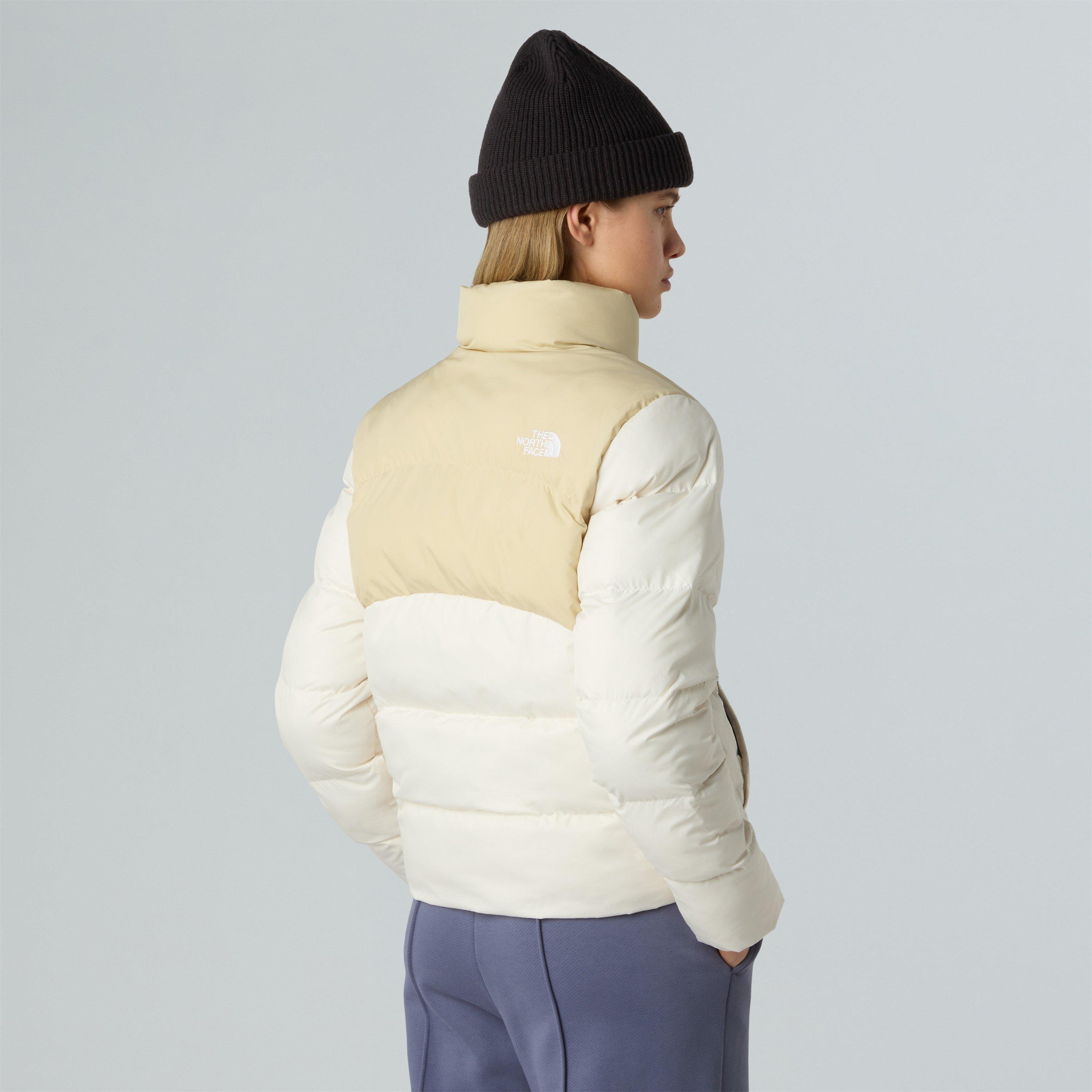 Gravel/Wht Dune - The North Face - Women's Saikuru Water and Wind Resistant Oversized Fit Short Puffer Jacket - 4