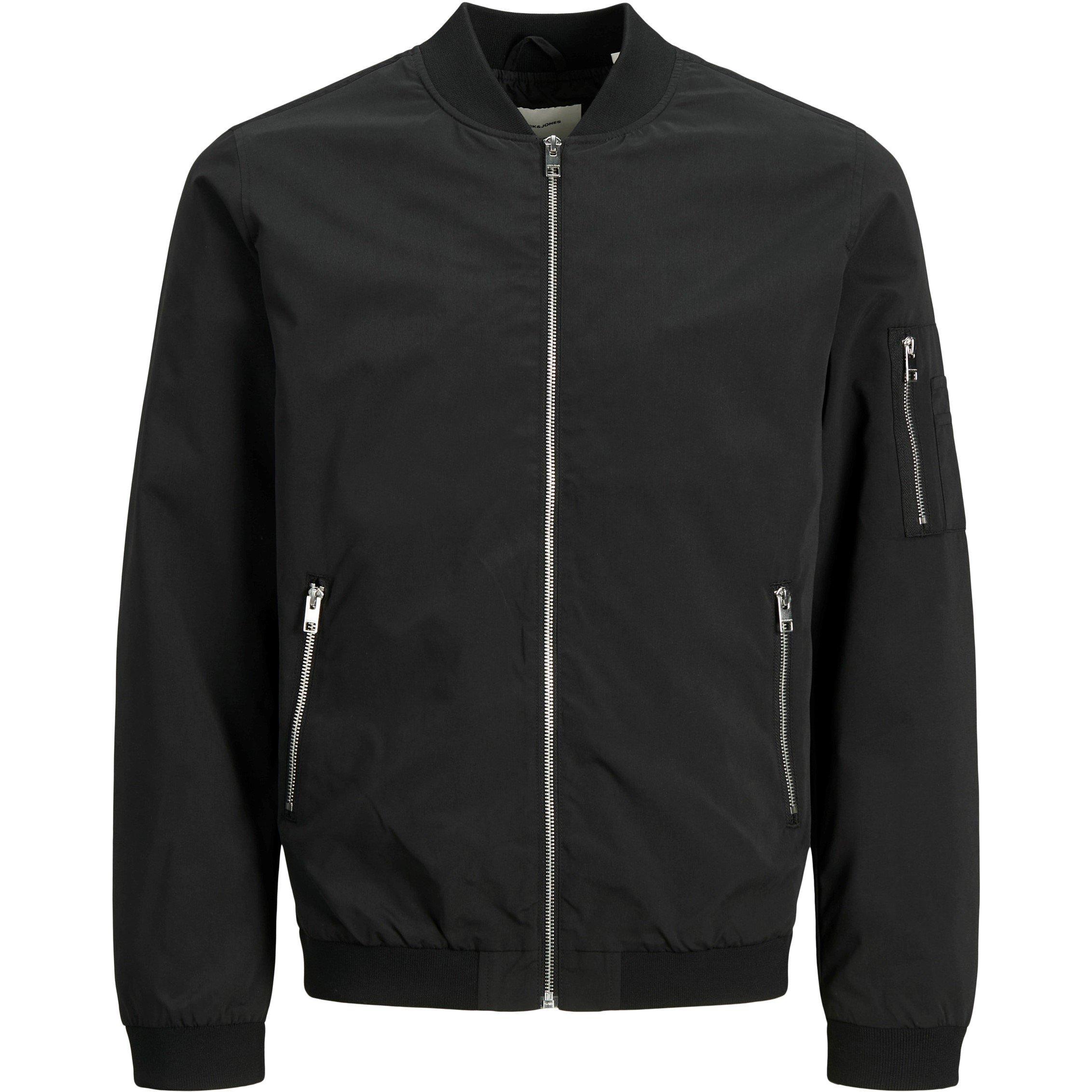 Zwart - Jack and Jones - Men's Rush Water-Resistant Long Sleeve Bomber Jacket - 1