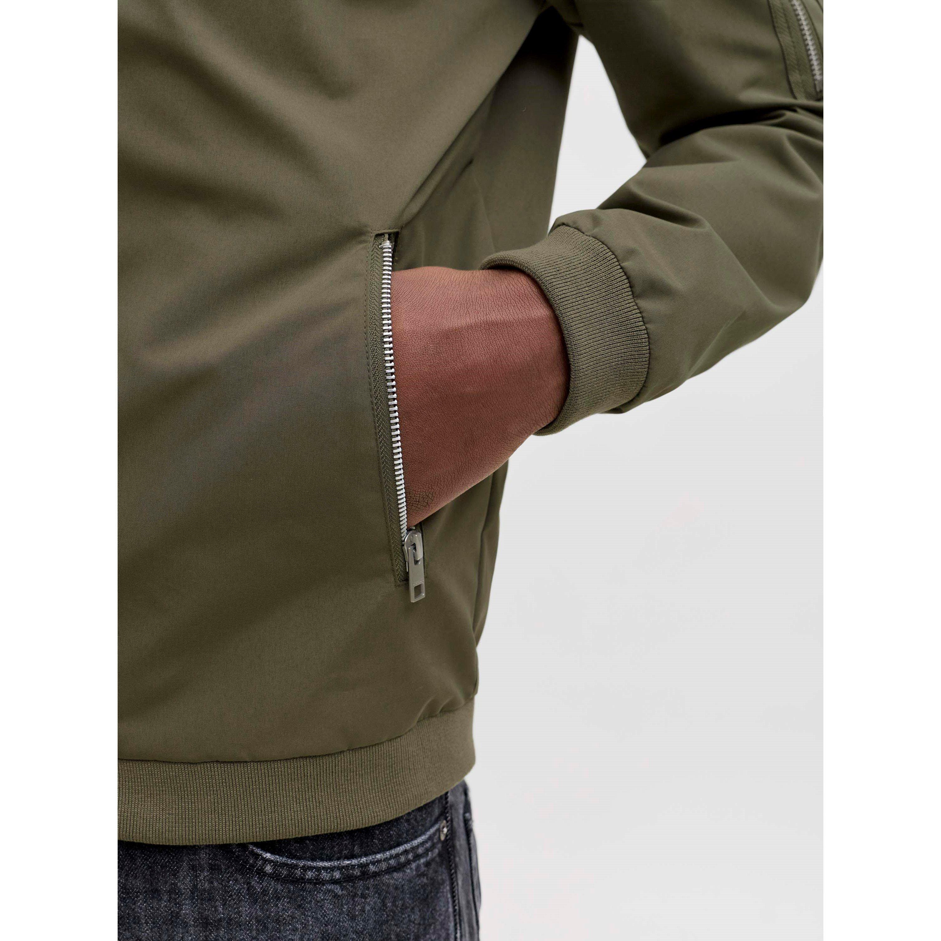Dusty Olive - Jack and Jones - Men's  Rush Water-Resistant Long Sleeve Bomber Jacket - 4