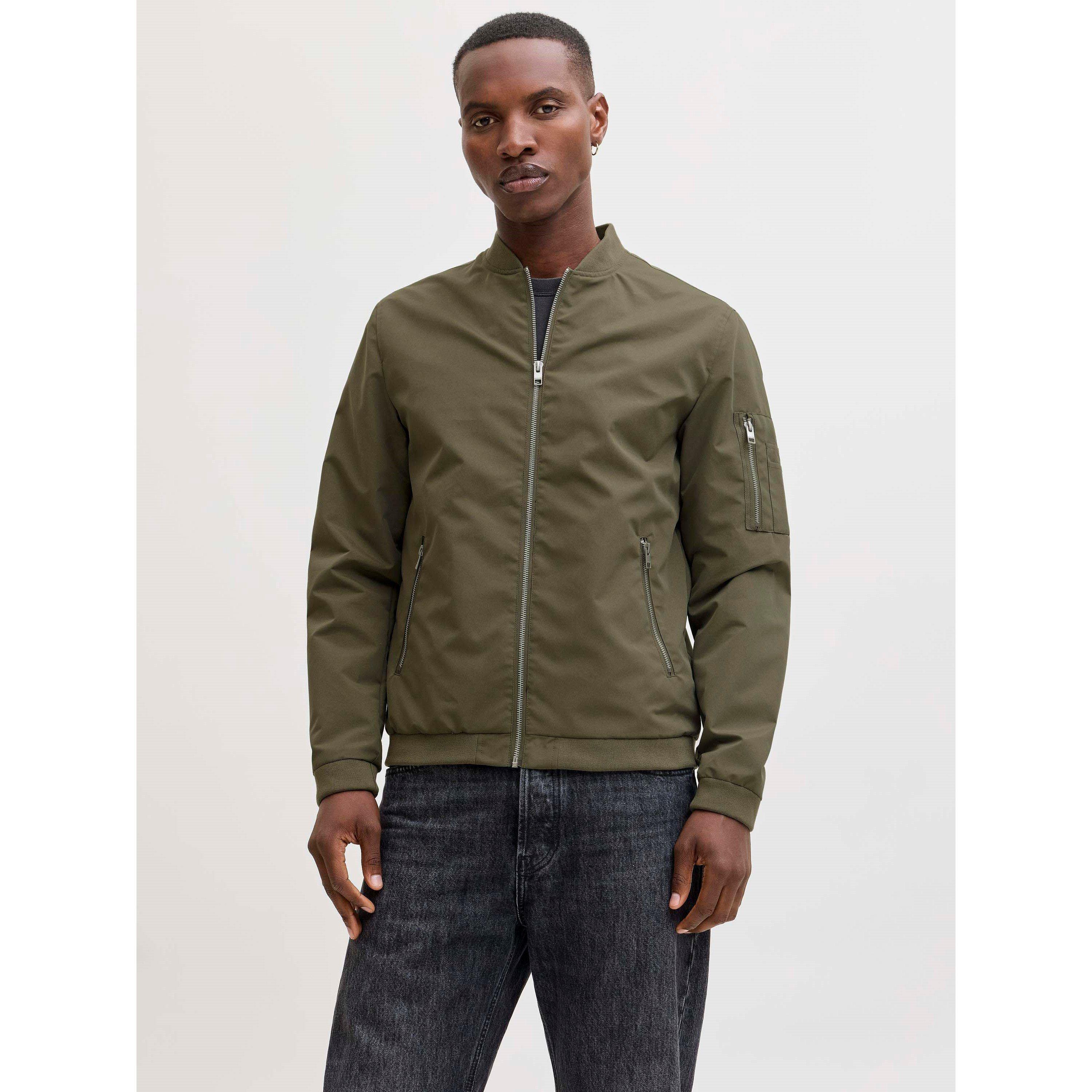 Dusty Olive - Jack and Jones - Men's  Rush Water-Resistant Long Sleeve Bomber Jacket - 6