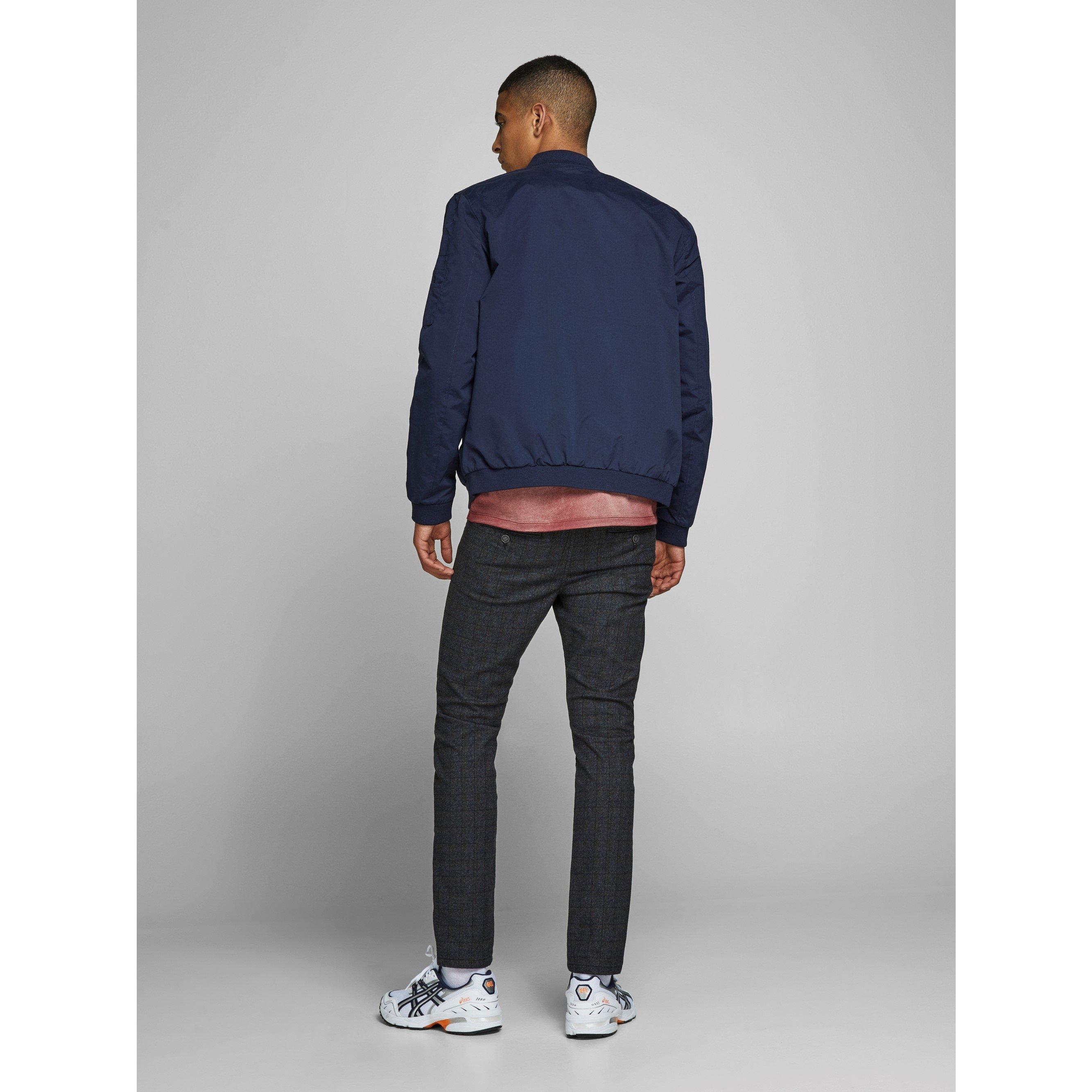 Navy Blazer - Jack and Jones - Men's  Rush Water-Resistant Long Sleeve Bomber Jacket - 7