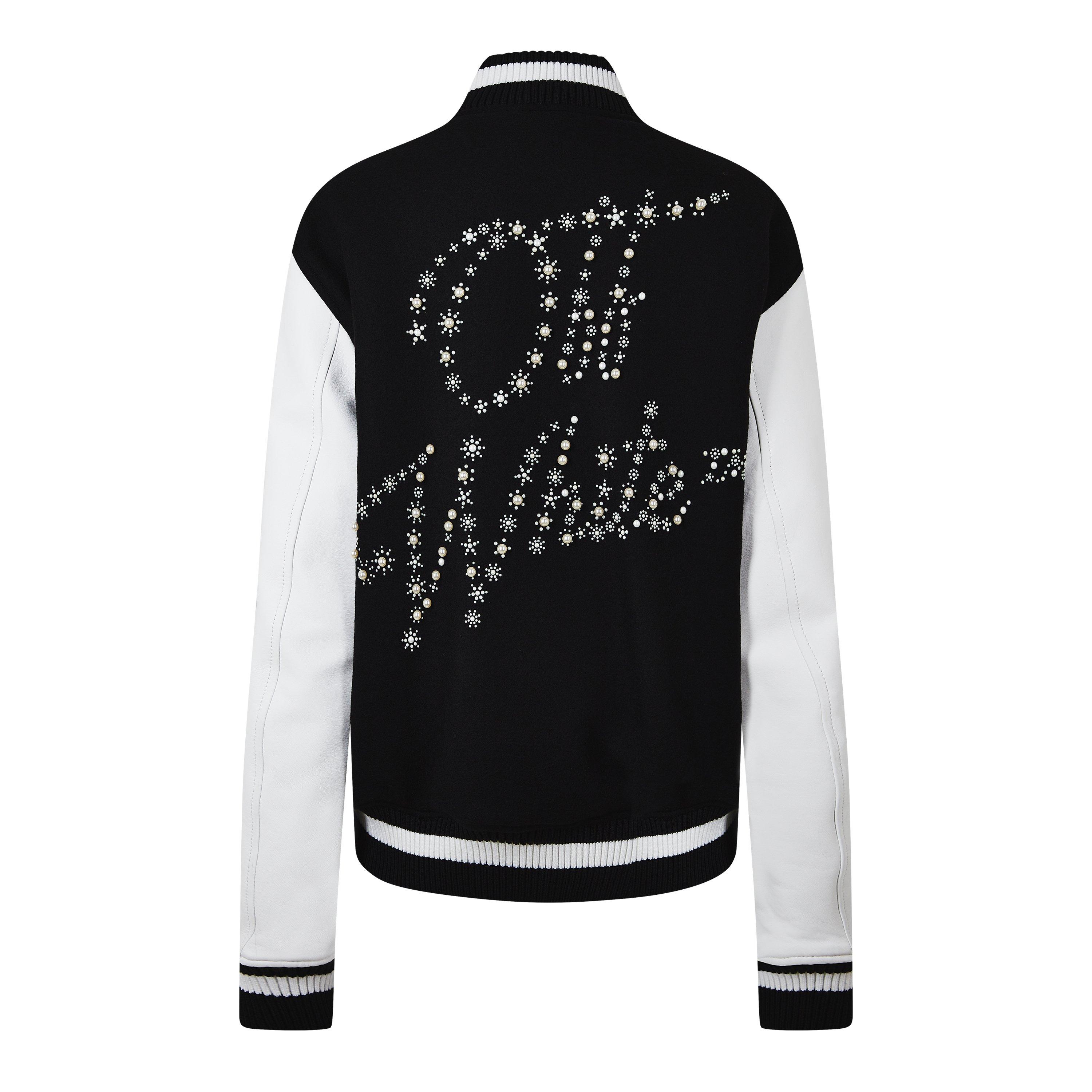 Black - Off White - Women's Star Varsity Jacket - 2