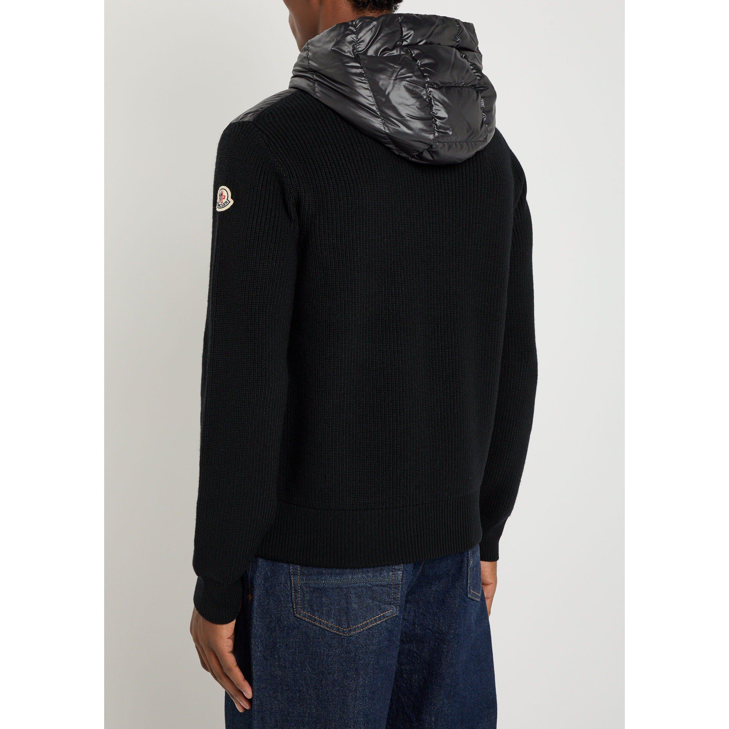 BLACK - Moncler - MON QUILT FRONT HOOD KNIT - 3