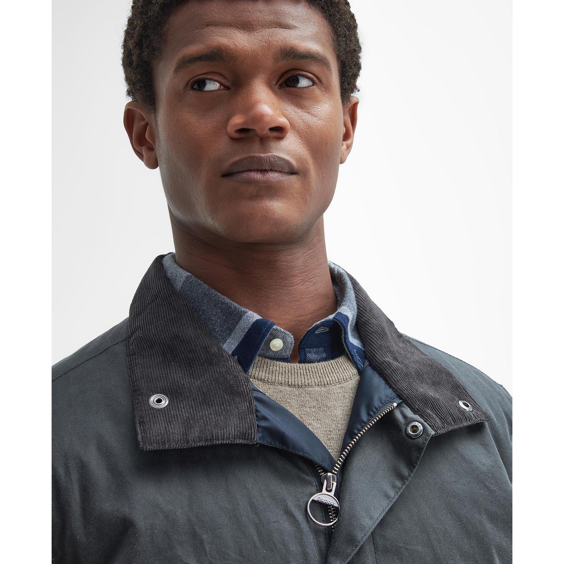 Grey GY51 - Barbour - Men's Beaufort Waxed Mac Quilted Wax Jacket - 5