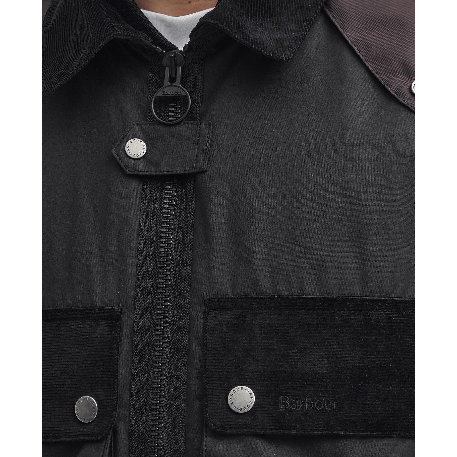 Black BK11 - Barbour - Men's Re-Engineered Spey Waxed Cotton Removable Hood Wax Jacket - 10