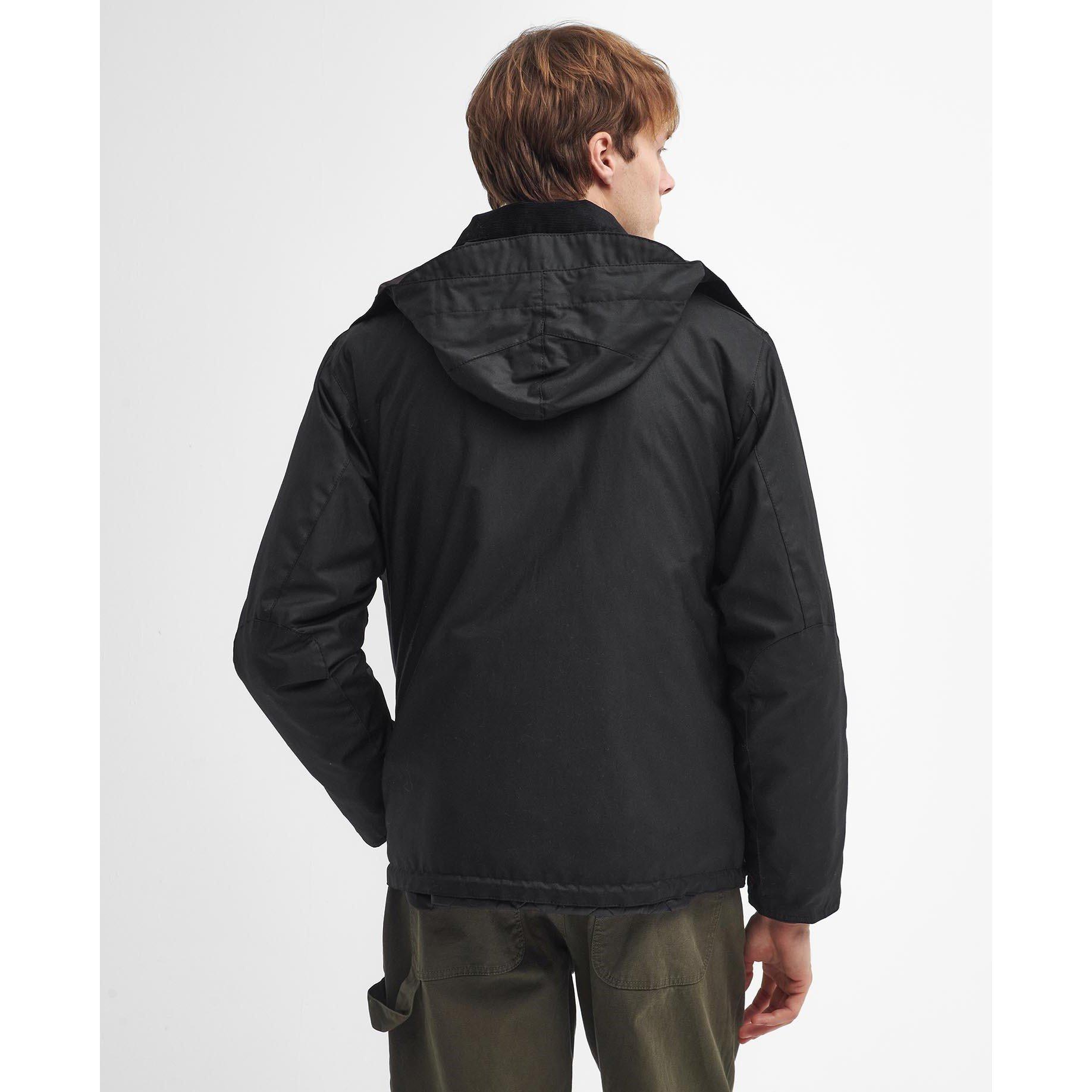 Black BK11 - Barbour - Men's Re-Engineered Spey Waxed Cotton Removable Hood Wax Jacket - 2