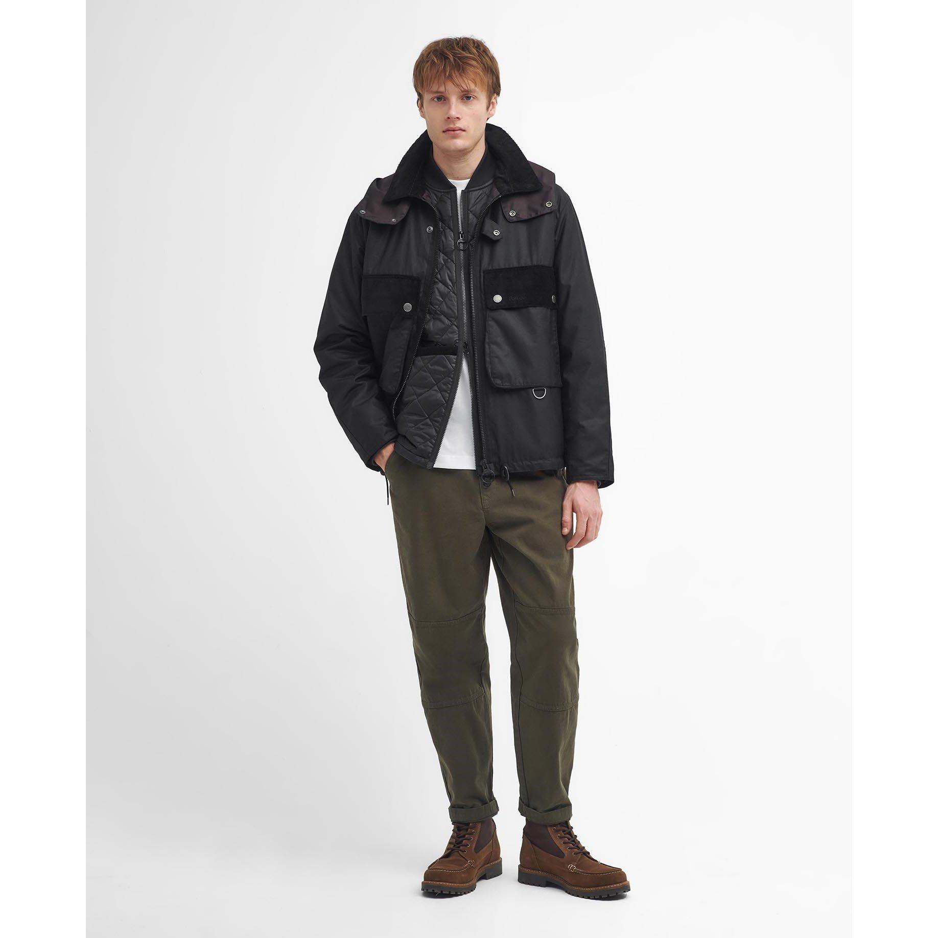 Black BK11 - Barbour - Men's Re-Engineered Spey Waxed Cotton Removable Hood Wax Jacket - 3