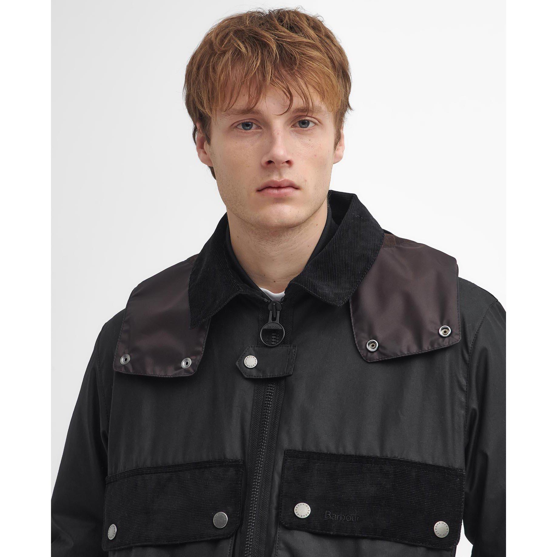 Black BK11 - Barbour - Men's Re-Engineered Spey Waxed Cotton Removable Hood Wax Jacket - 5