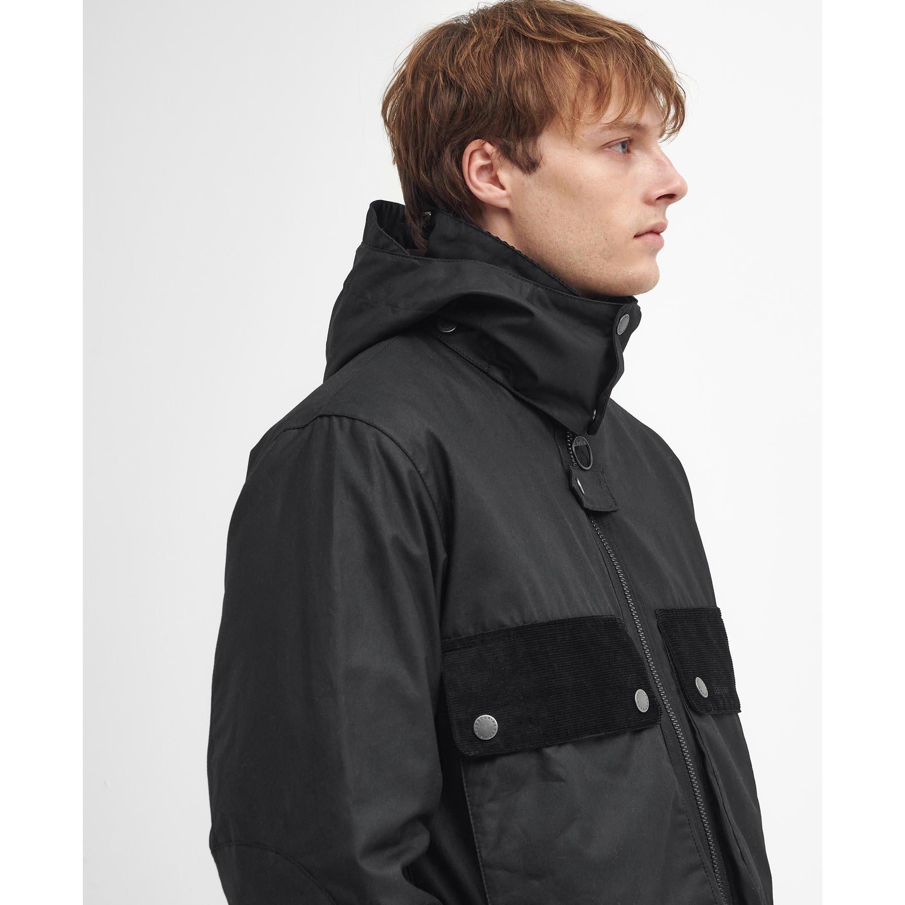 Black BK11 - Barbour - Men's Re-Engineered Spey Waxed Cotton Removable Hood Wax Jacket - 6