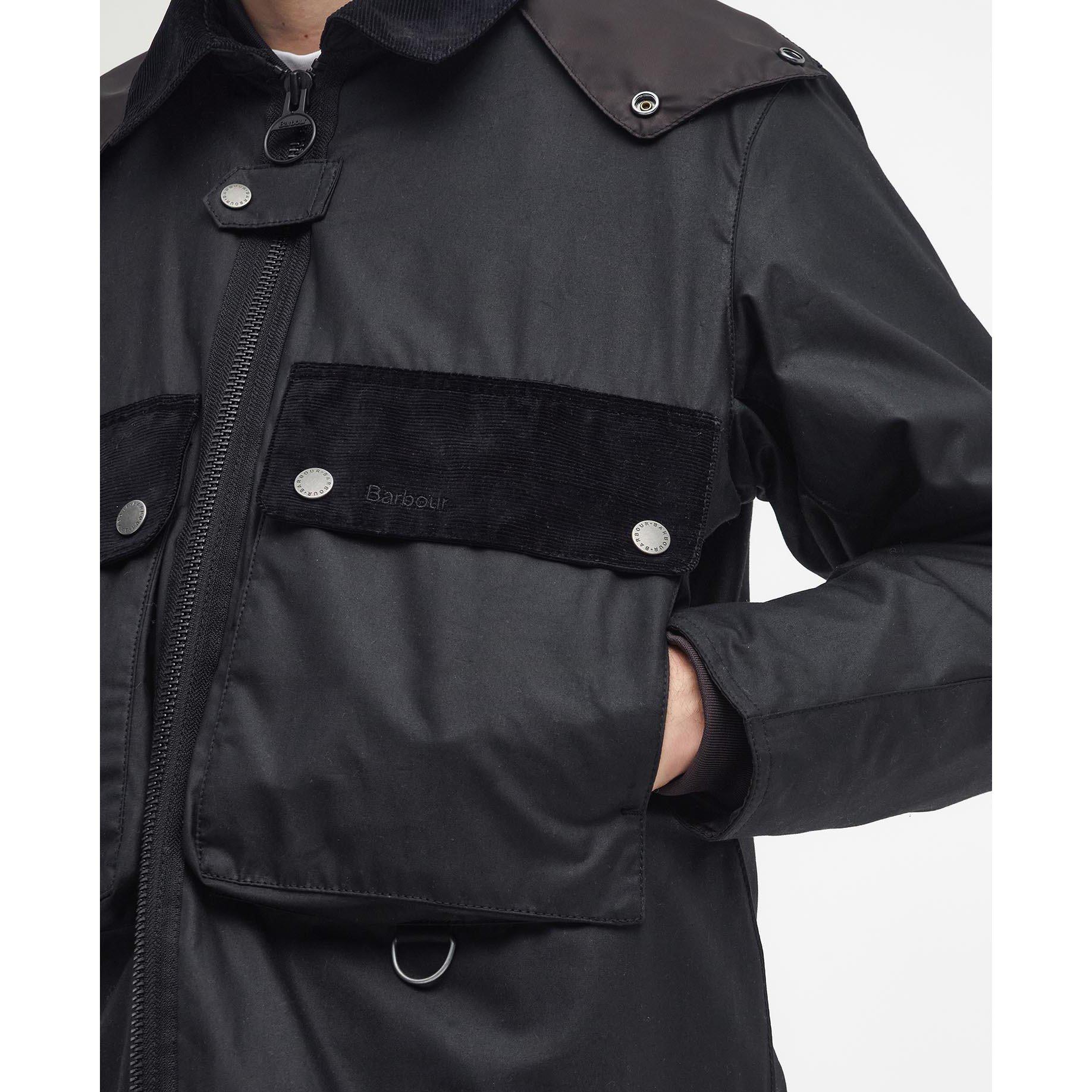 Black BK11 - Barbour - Men's Re-Engineered Spey Waxed Cotton Removable Hood Wax Jacket - 8