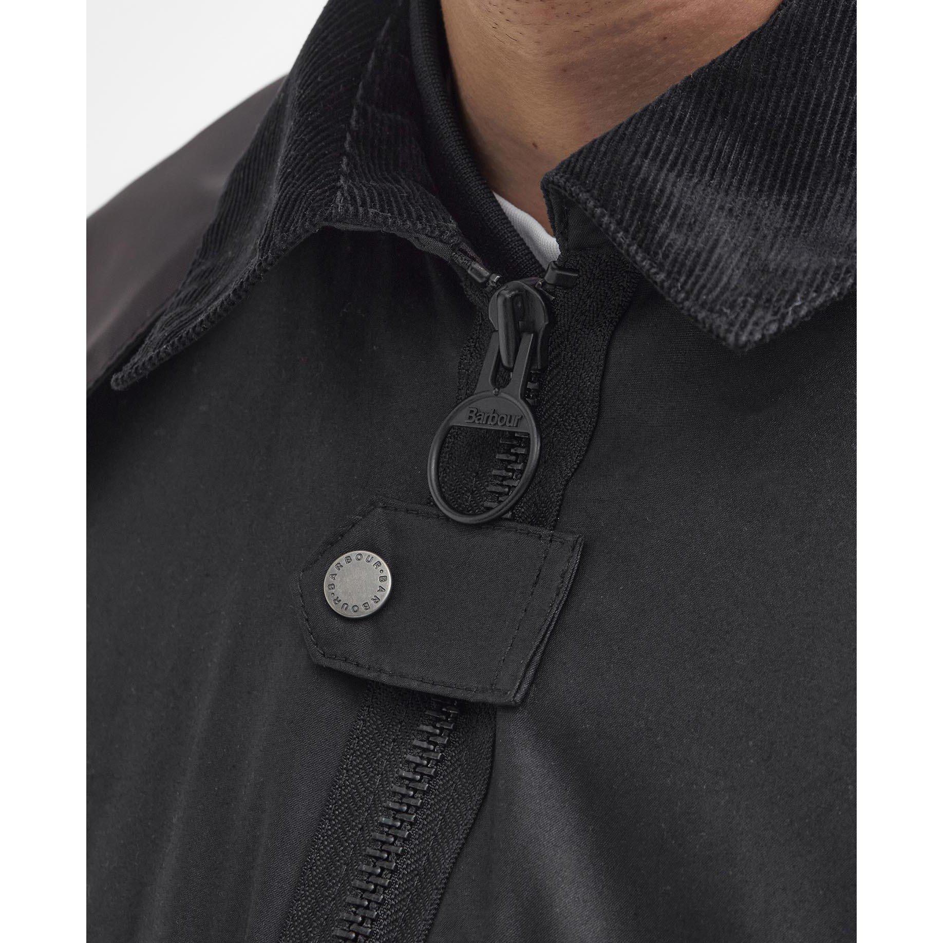 Black BK11 - Barbour - Men's Re-Engineered Spey Waxed Cotton Removable Hood Wax Jacket - 9