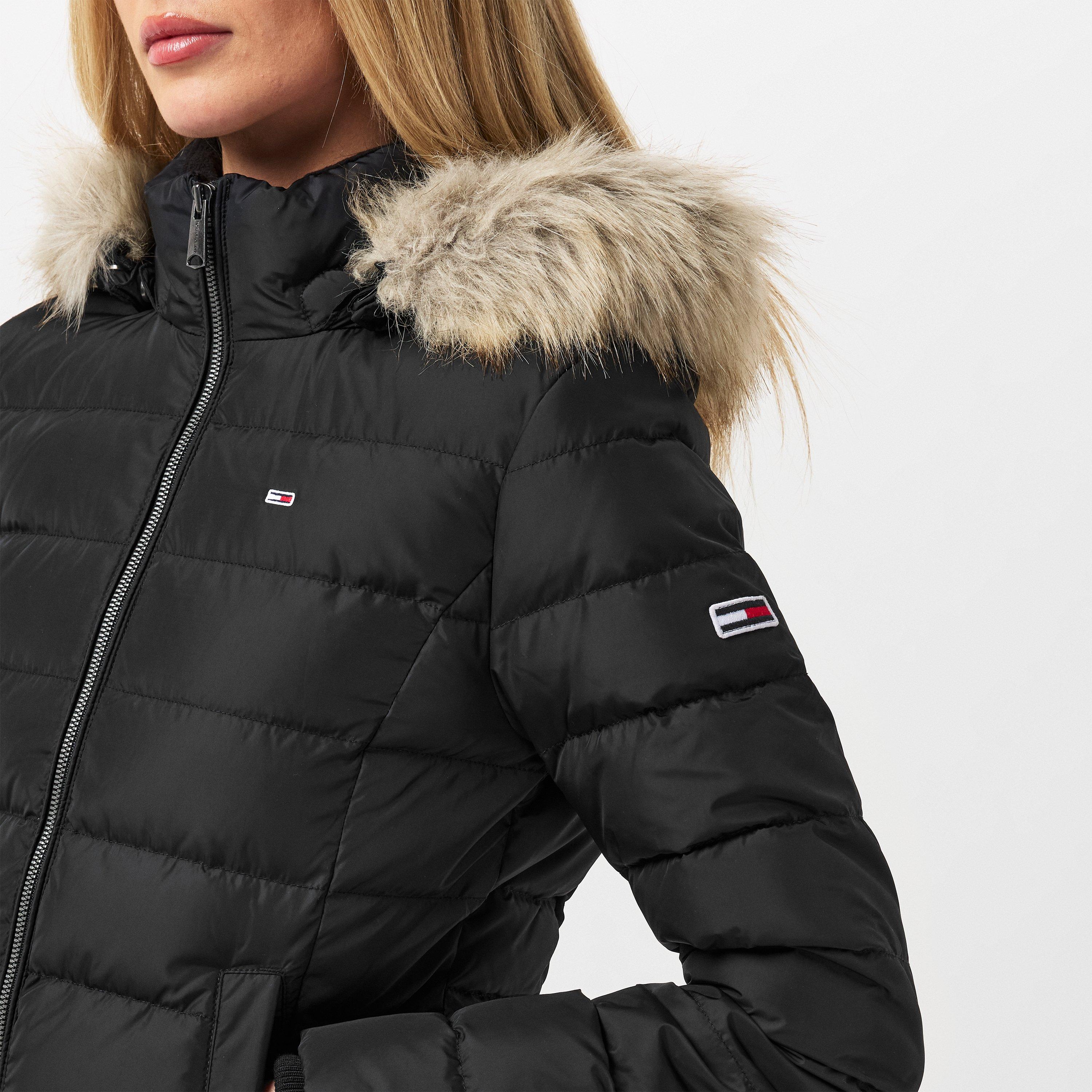 Black - Tommy Jeans - Women's Essential Quilted Wind Resistant Faux Fur Hood RDS Down Short Puffer Jacket - 5