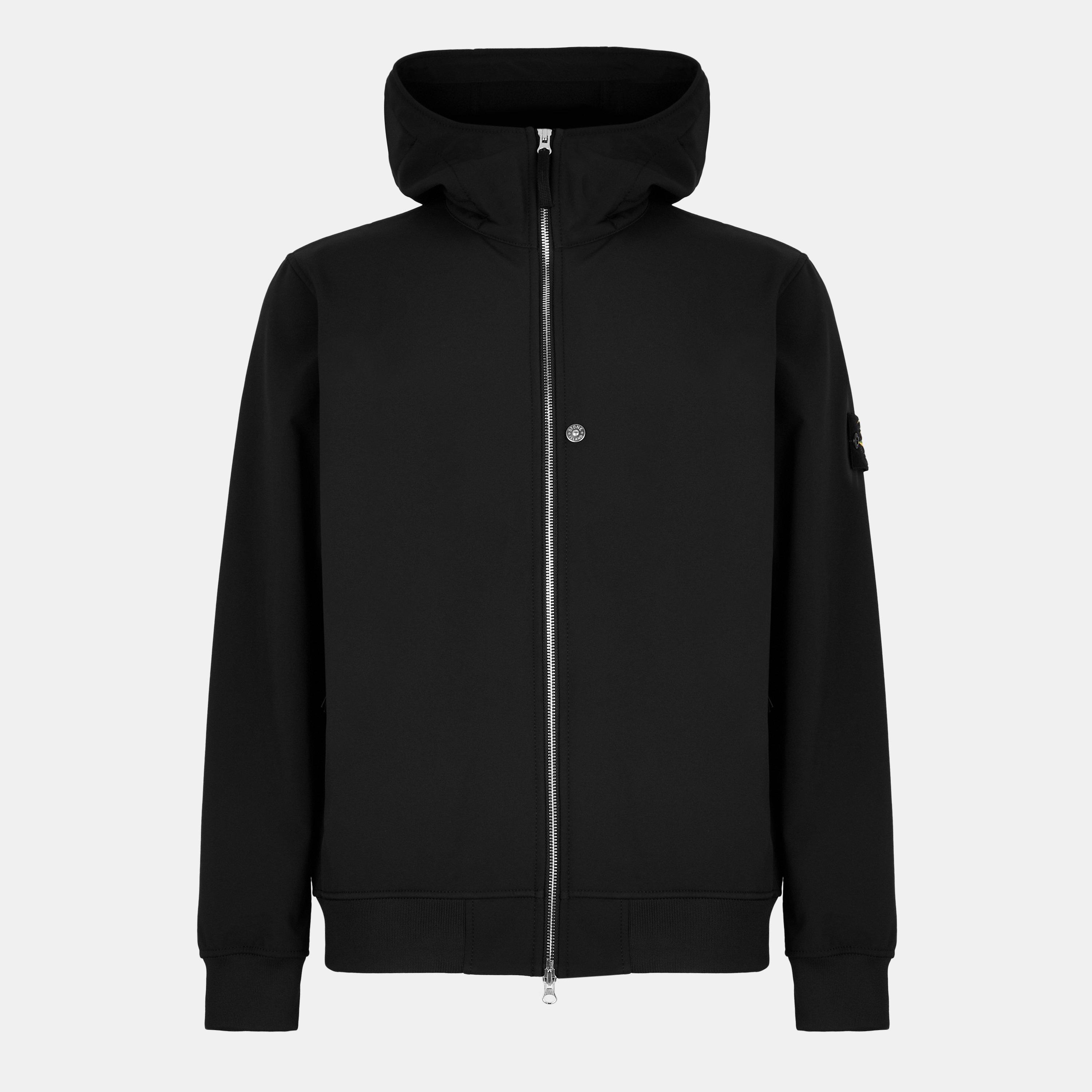 Nero V0029 - Stone Island - Men's Water and Wind Resistant Hooded Softshell Jacket - 1