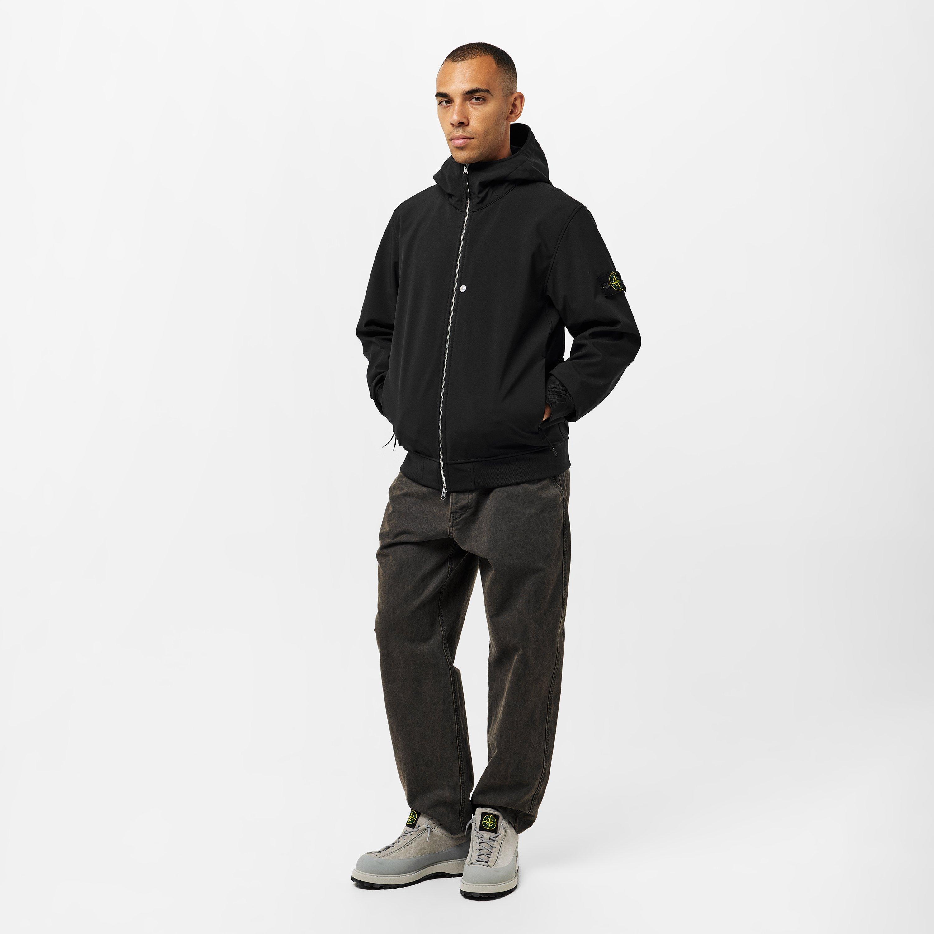 Stone Island Men's Water and Wind Resistant Hooded Softshell