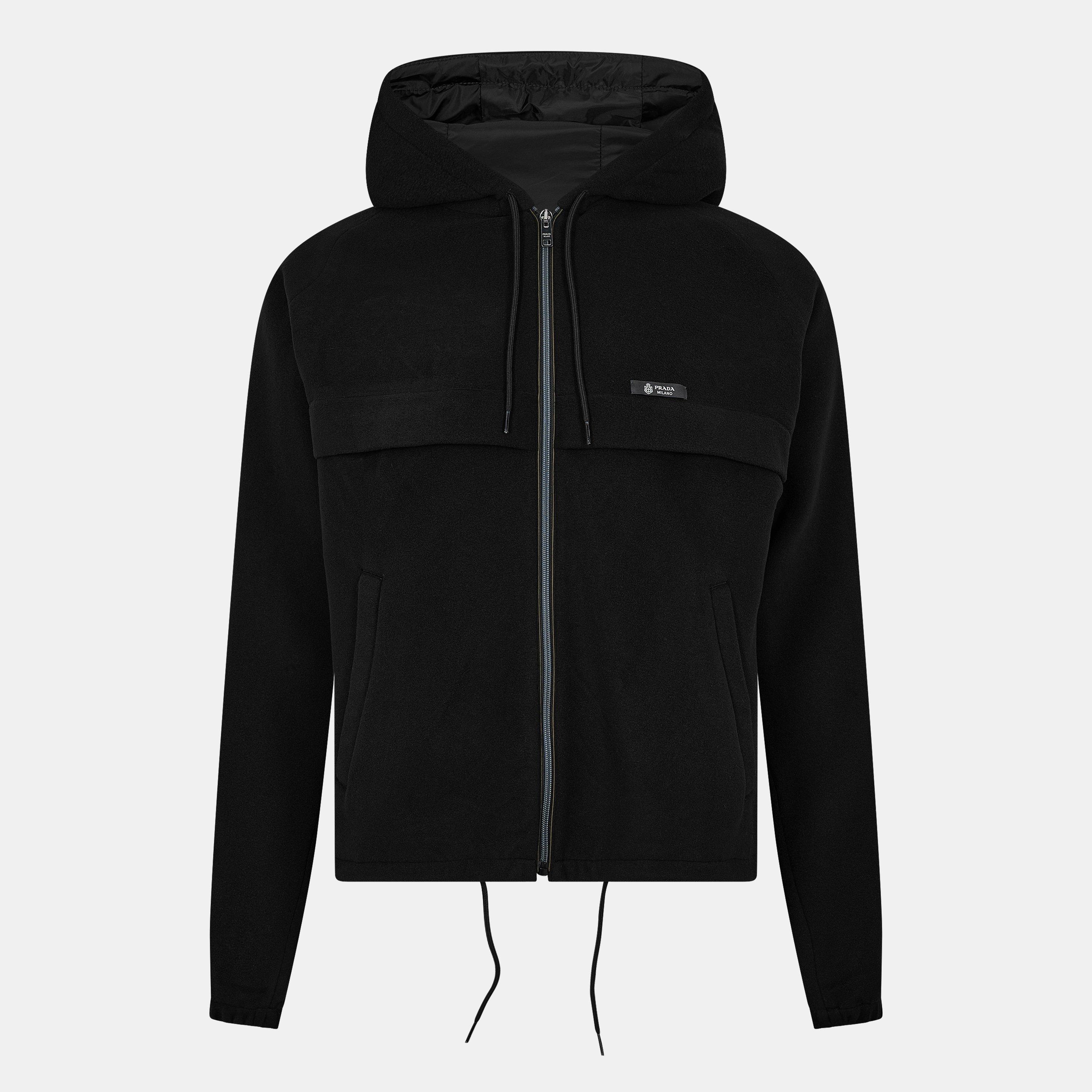 Prada Men's Hooded Zip Softshell Jacket - Black - L