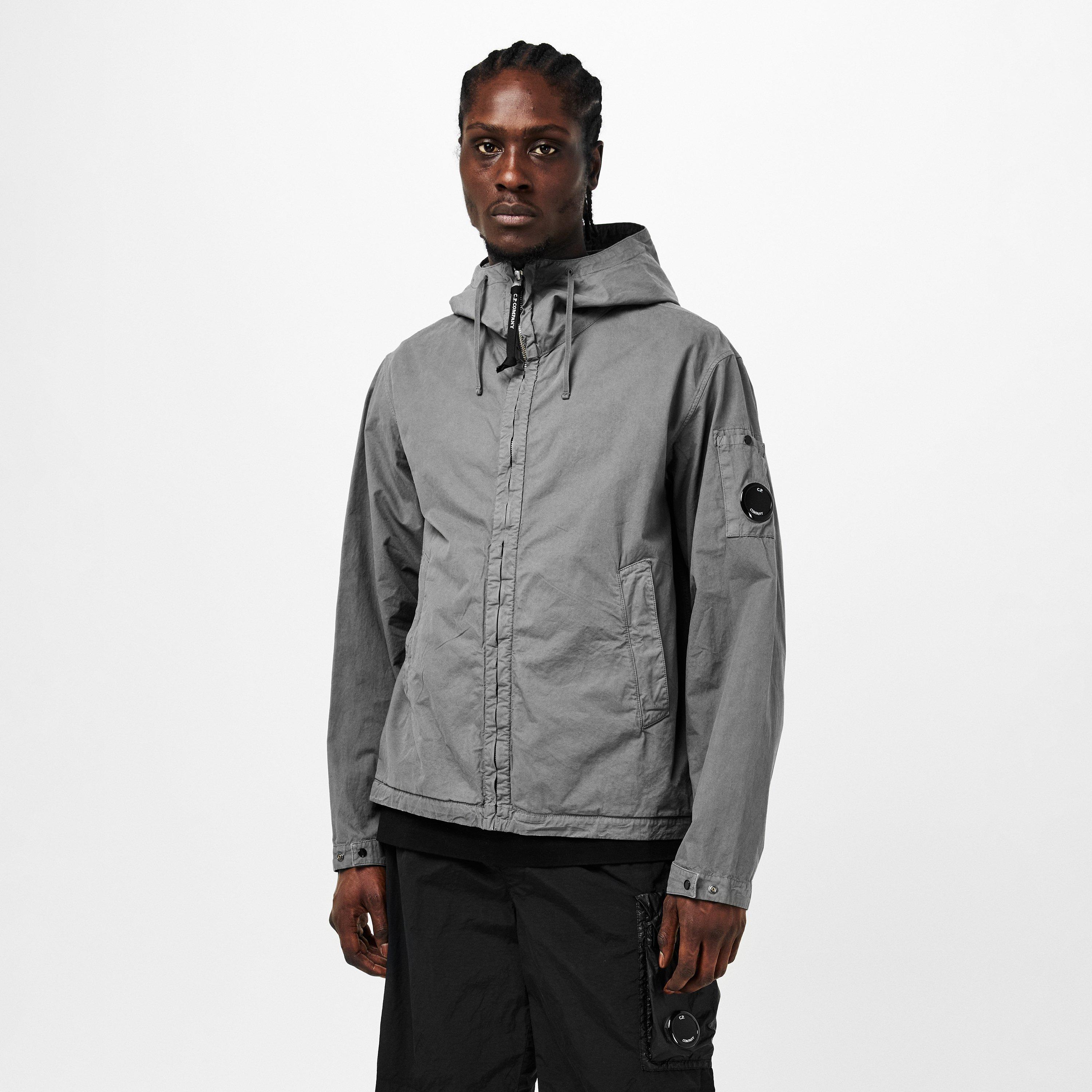 Shadow Grey 935 - CP Company - Men's  Garment Dyed Cotton Hooded Full Zip Long Sleeve Overshirt - 3