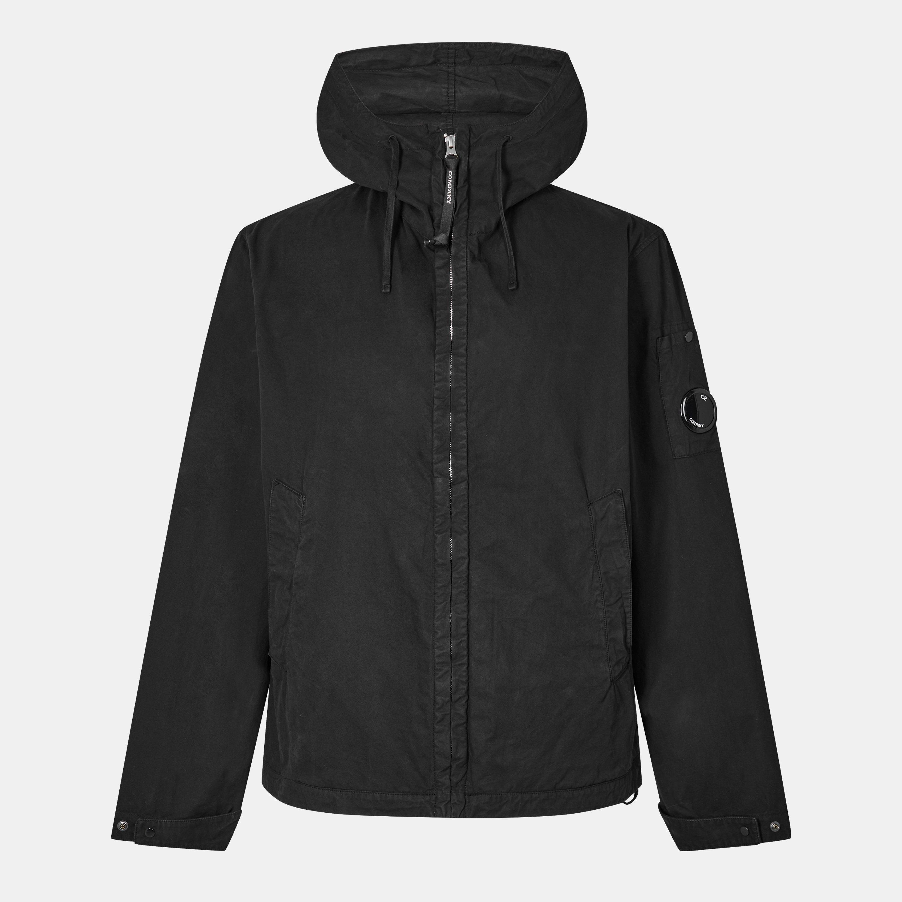 Cp Company Men's Gart Dyed Cotton Hooded Full Zip Long Sleeve Overshirt - Black 999 - XL (52)