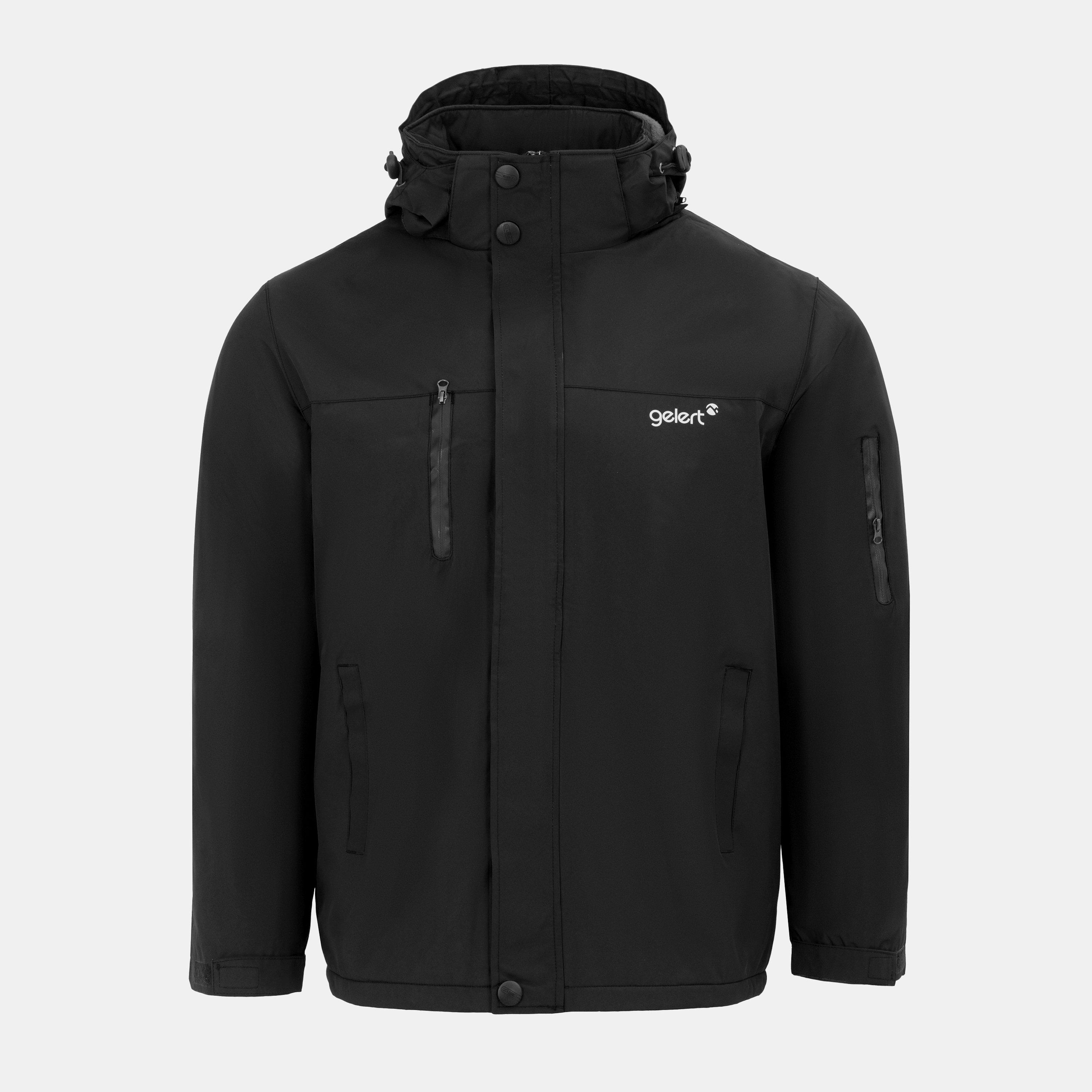 Gelert Men's Fleece Lined Windproof Detachable Hood Parka - Black - 2XL
