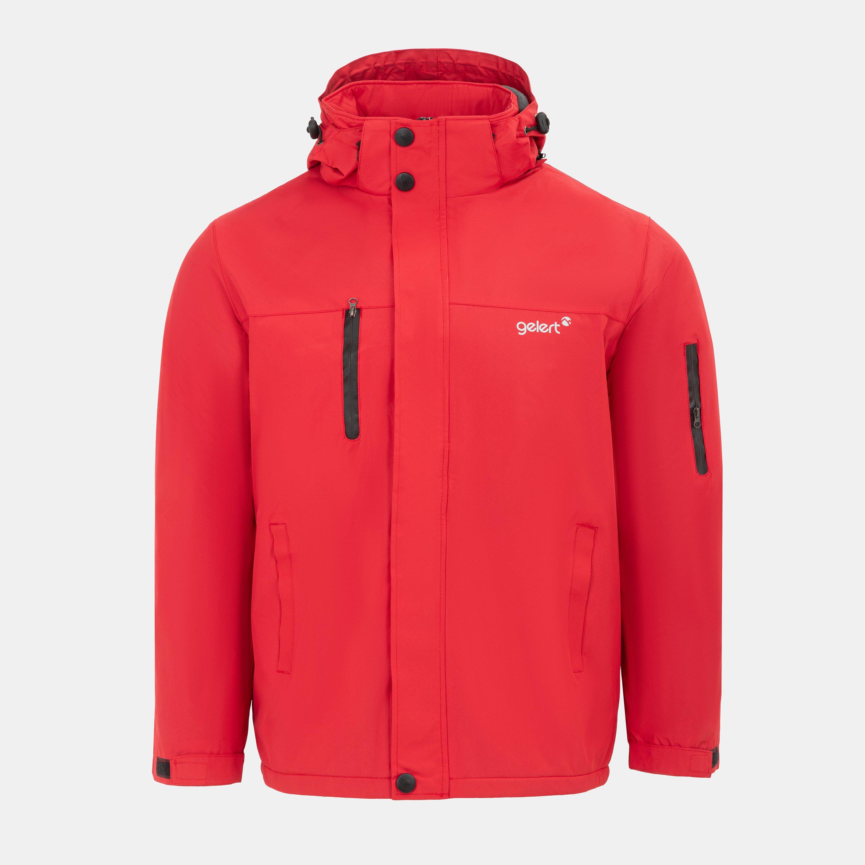 Gelert Men's Fleece Lined Windproof Detachable Hood Parka - Red - M