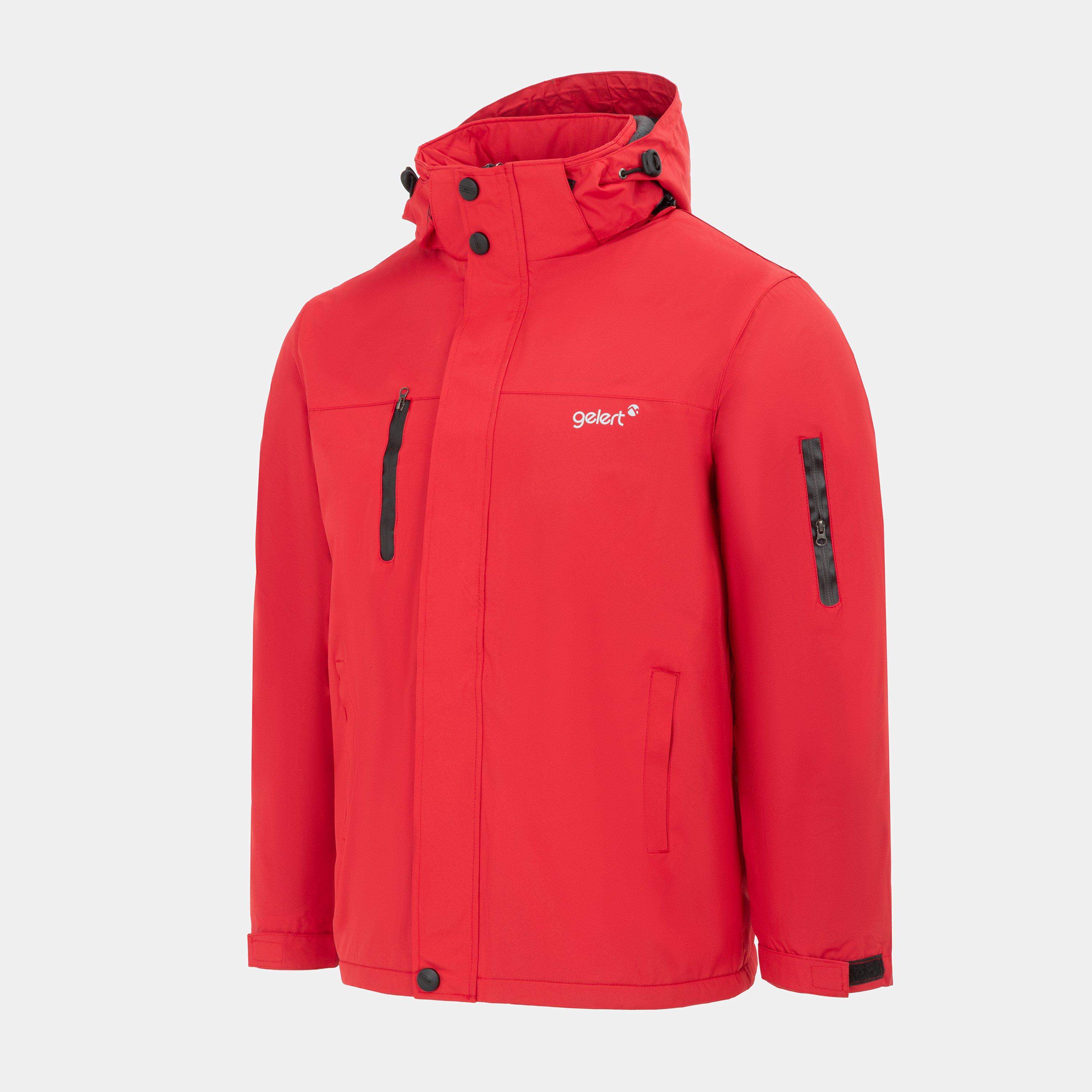 Red - Gelert - Men's  Fleece Lined Windproof Detachable Hood Parka - 3