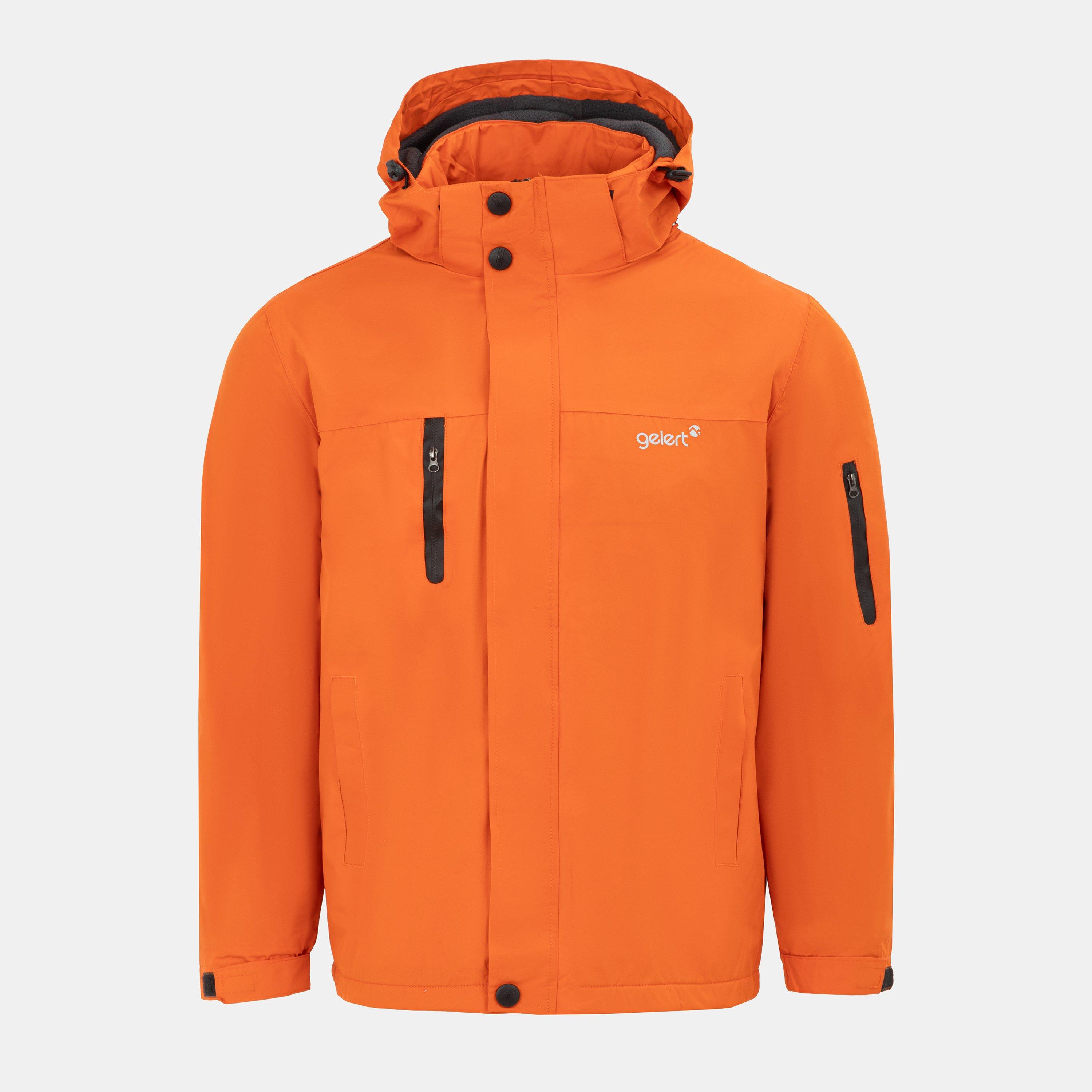 Gelert Men's Fleece Lined Windproof Detachable Hood Parka - Orange - 4XL