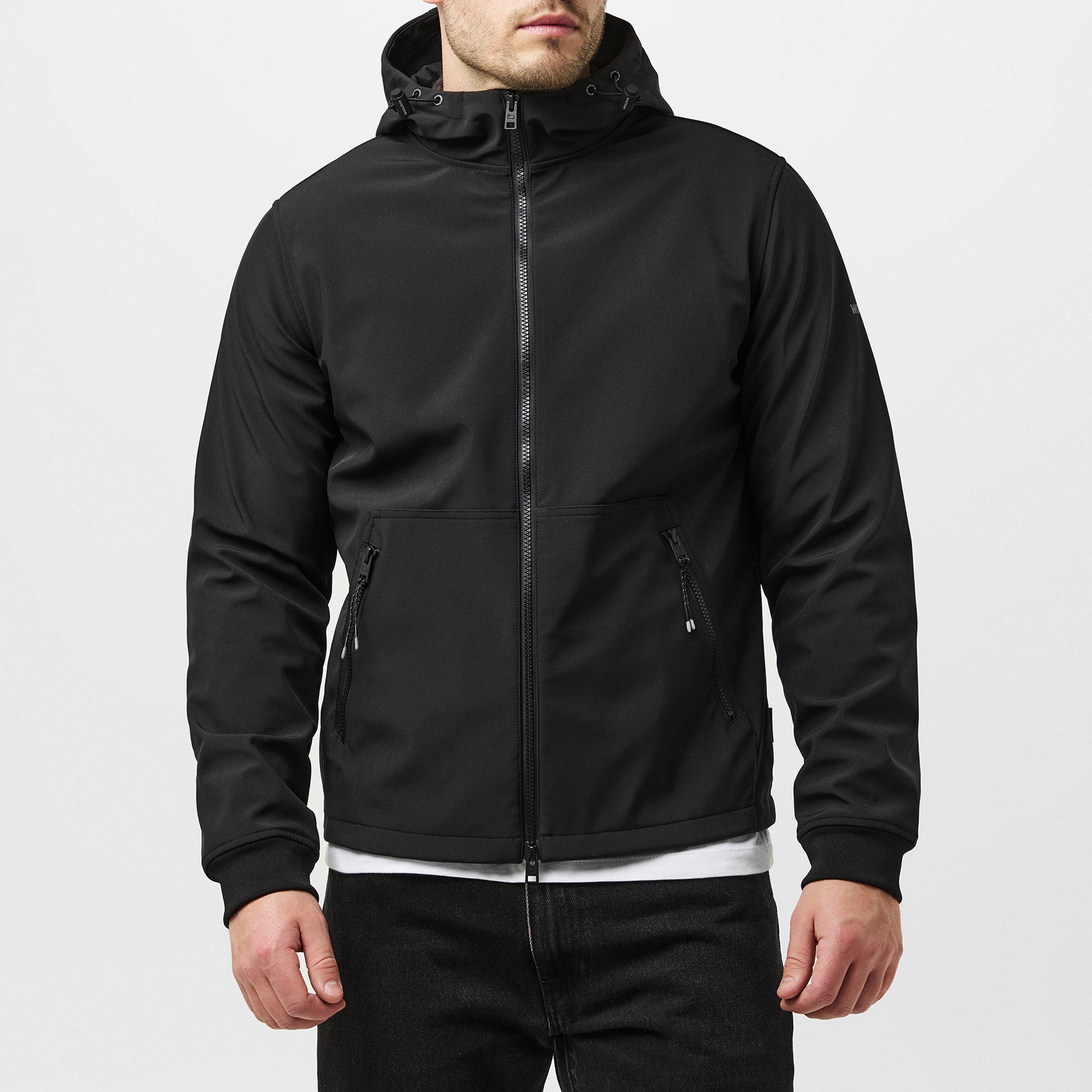 Black - Woolrich - Men's  Hooded Long Sleeve Softshell Jacket - 3