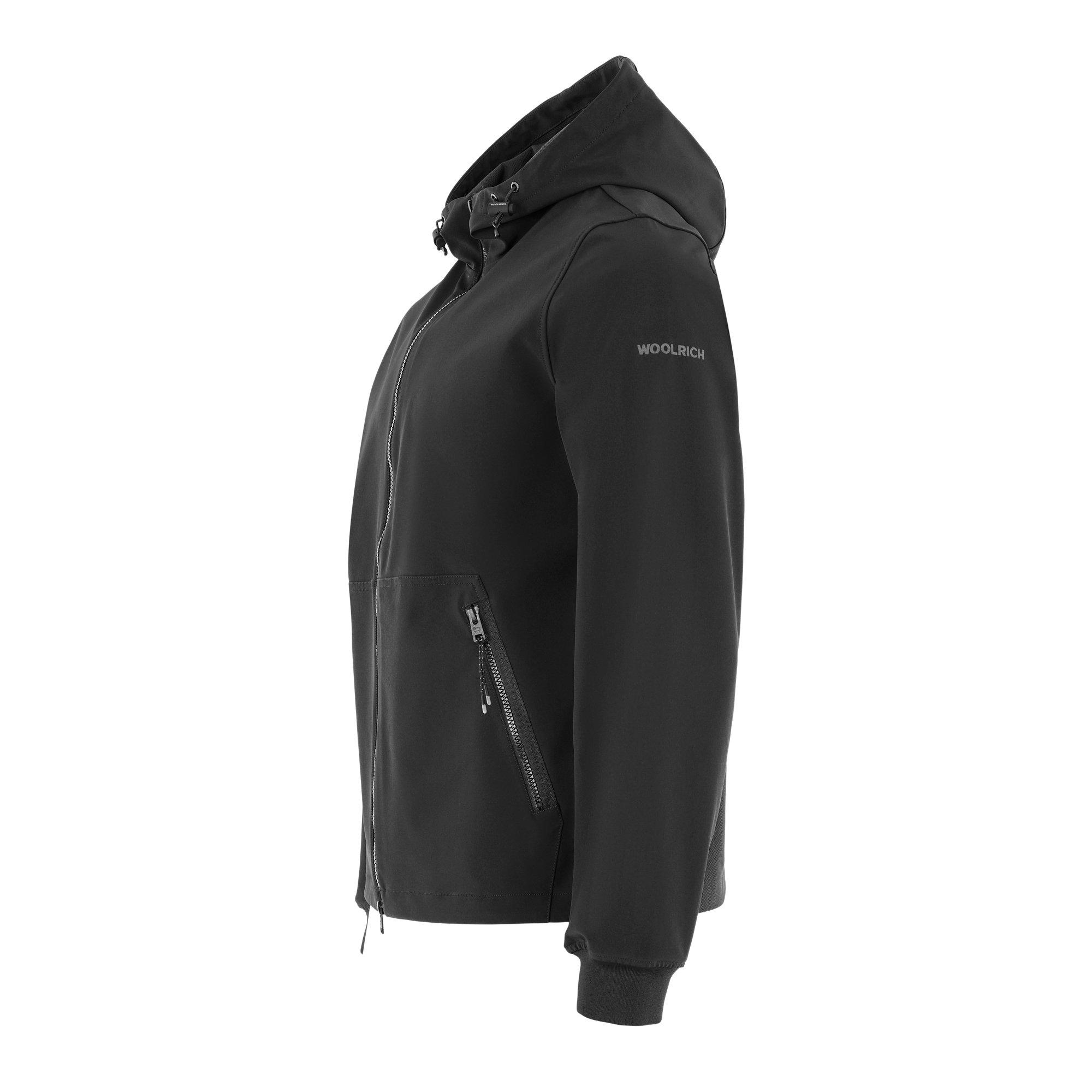 Black - Woolrich - Men's  Hooded Long Sleeve Softshell Jacket - 7