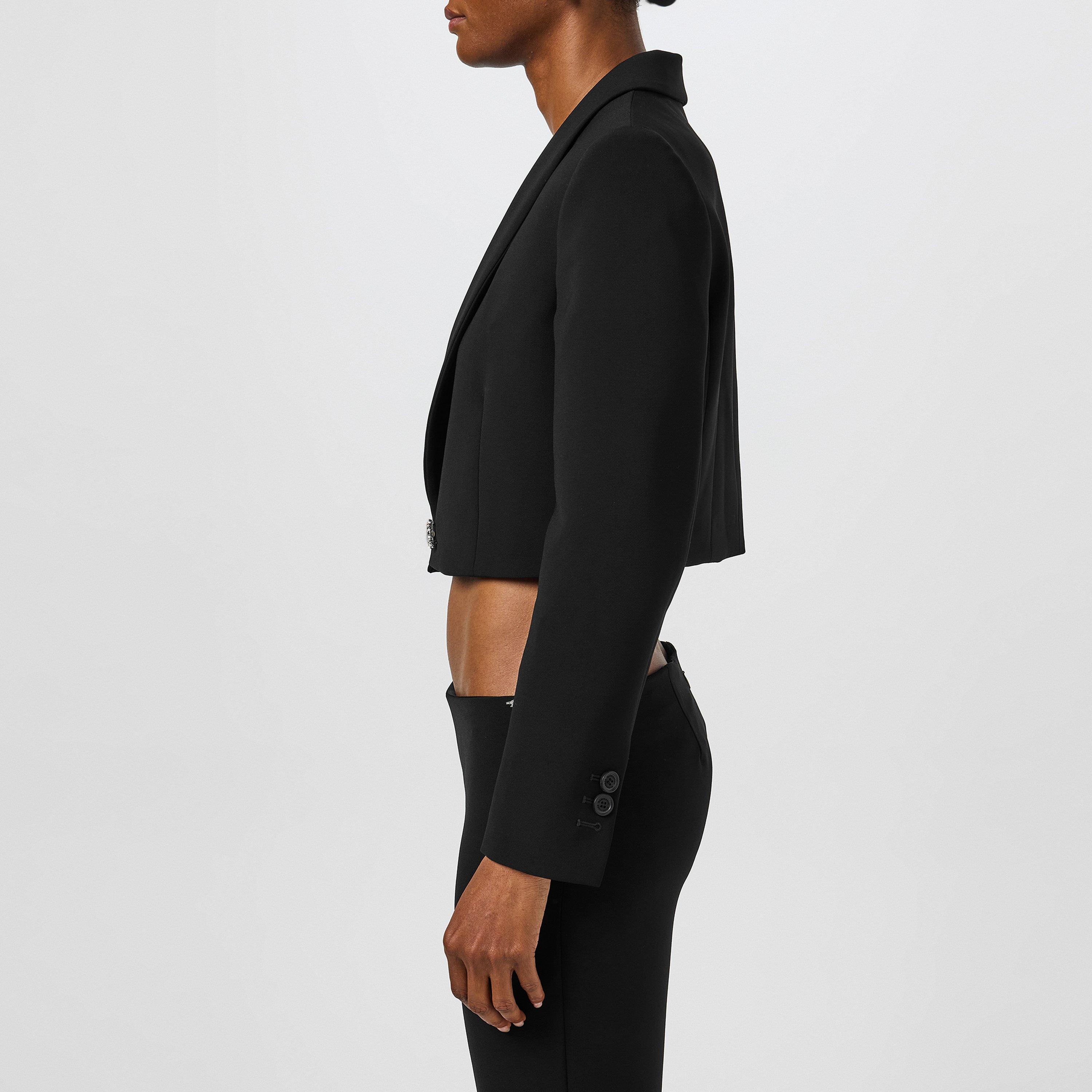 Black - DSquared2 - Women's Jewel Spencer Long Sleeve Cropped Blazer - 2