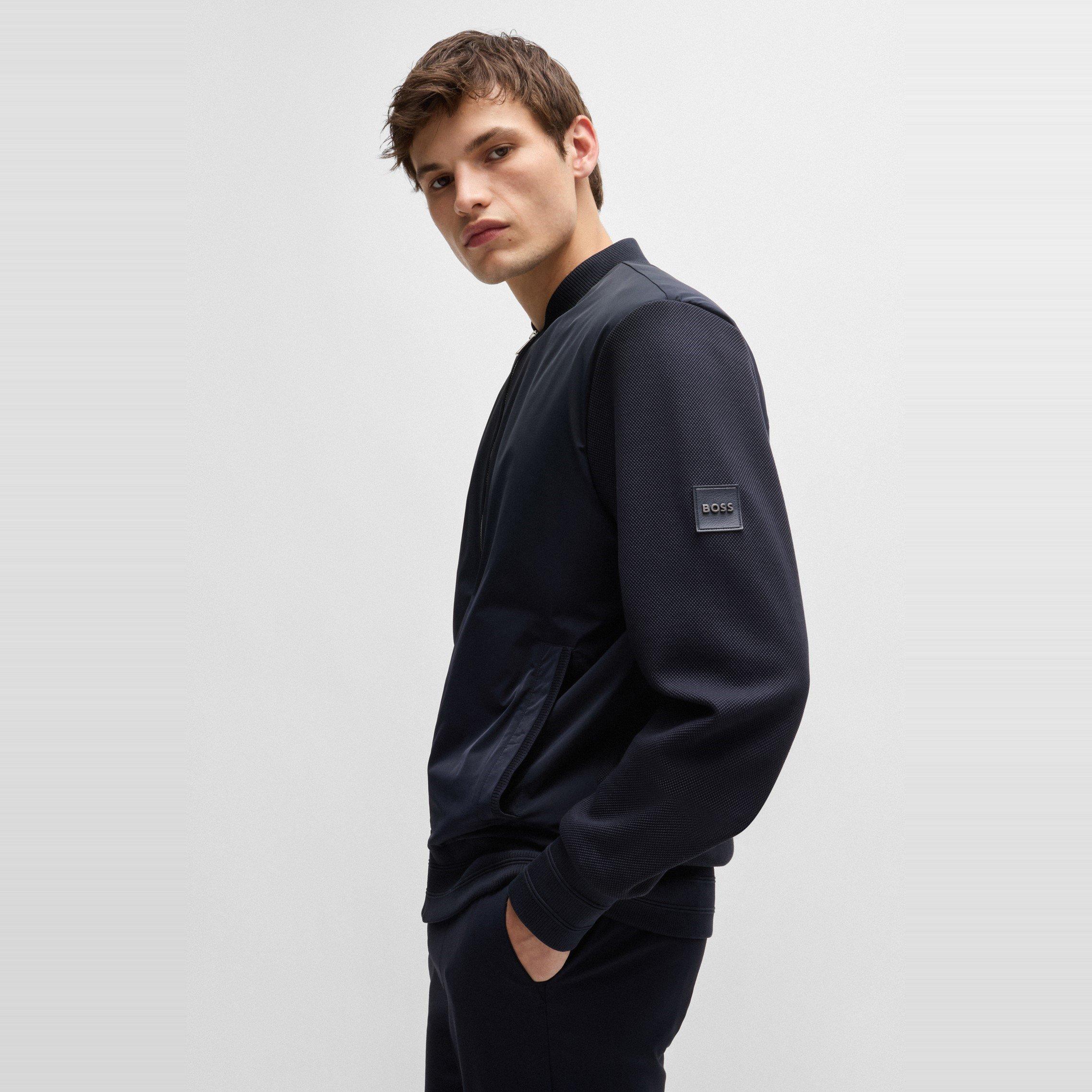 Dark Blue - Boss - Men's Skiles Cotton Full Zip Padded Softshell Jacket - 4