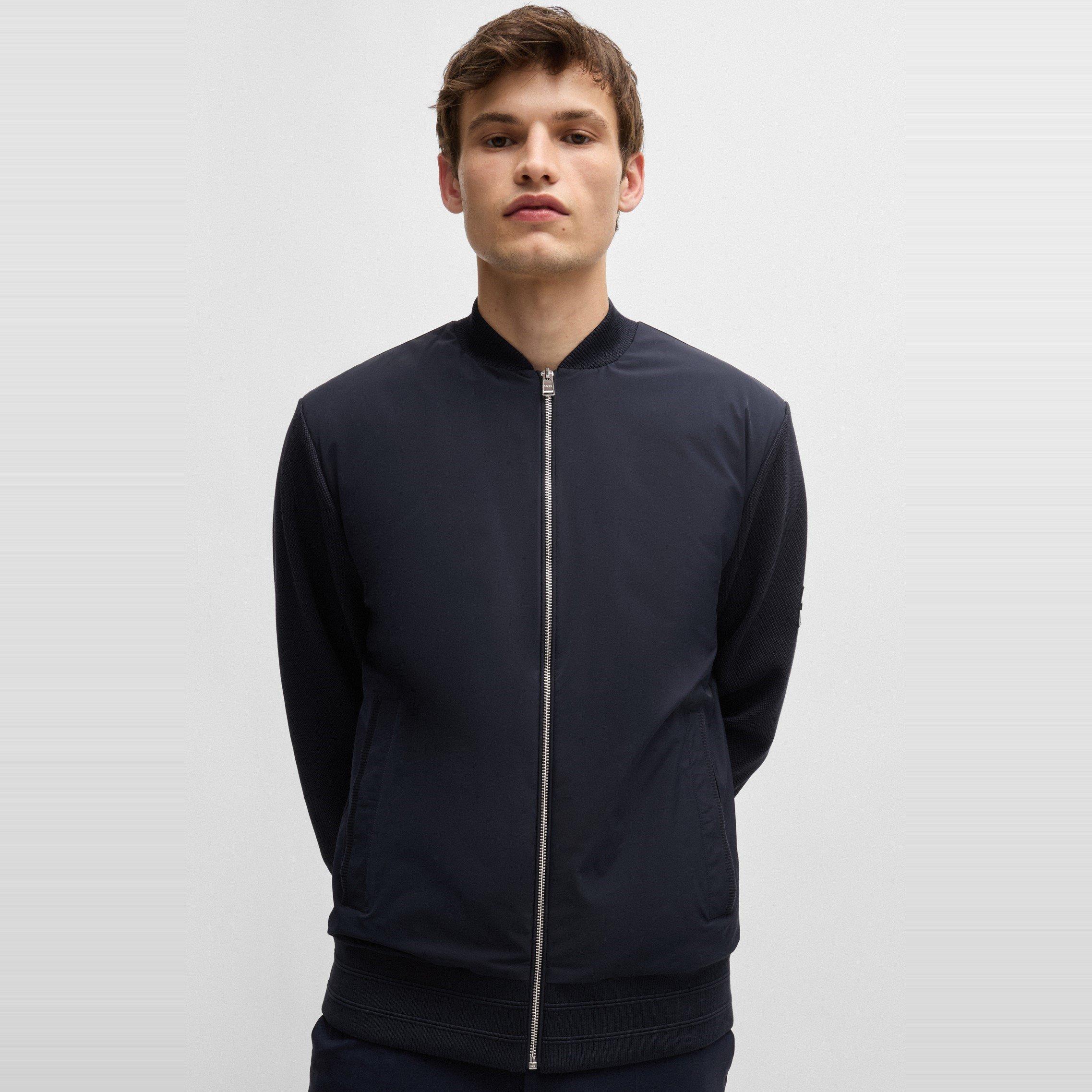 Dark Blue - Boss - Men's Skiles Cotton Full Zip Padded Softshell Jacket - 5