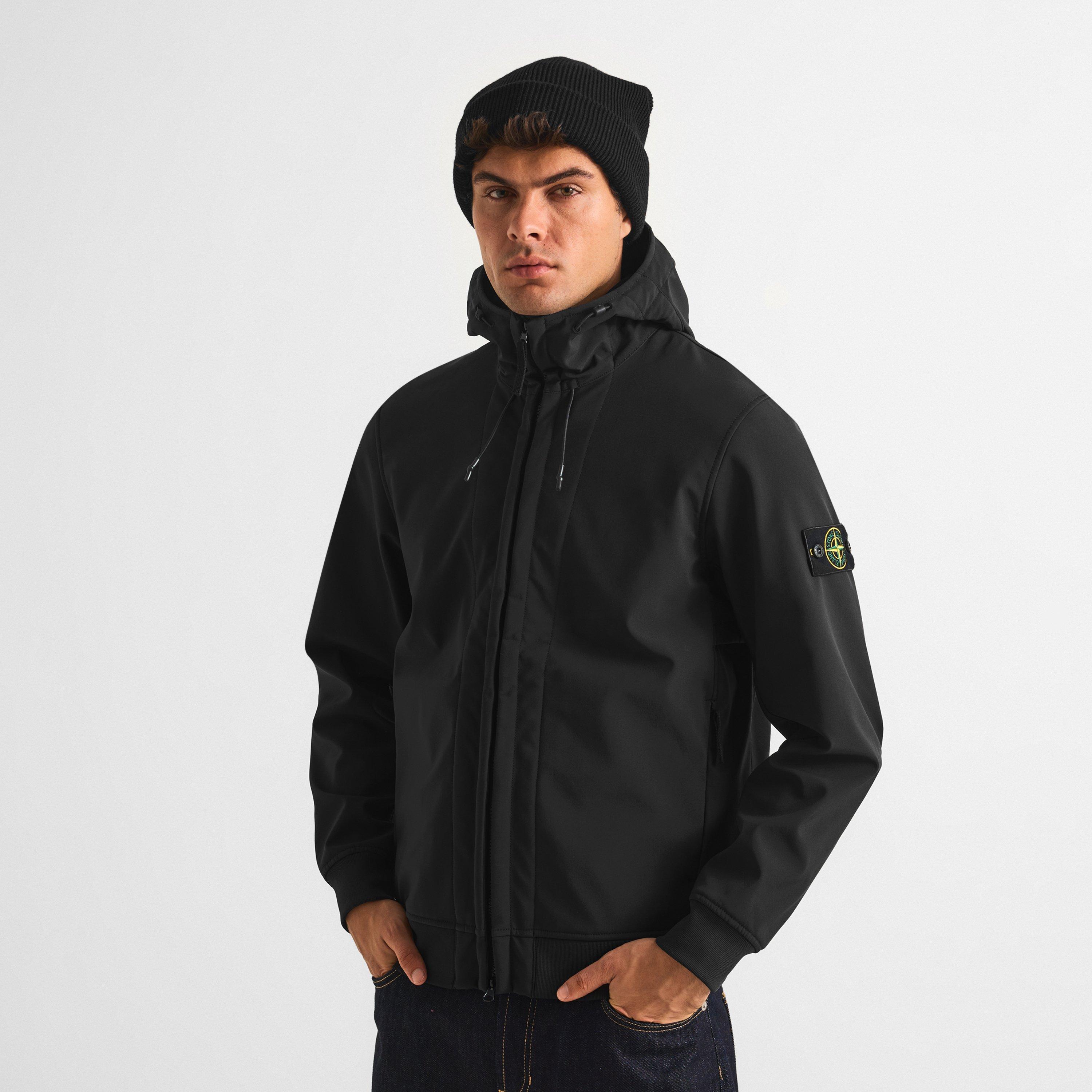 Black V0029 - Stone Island - Men's Hooded Softshell Jacket - 3