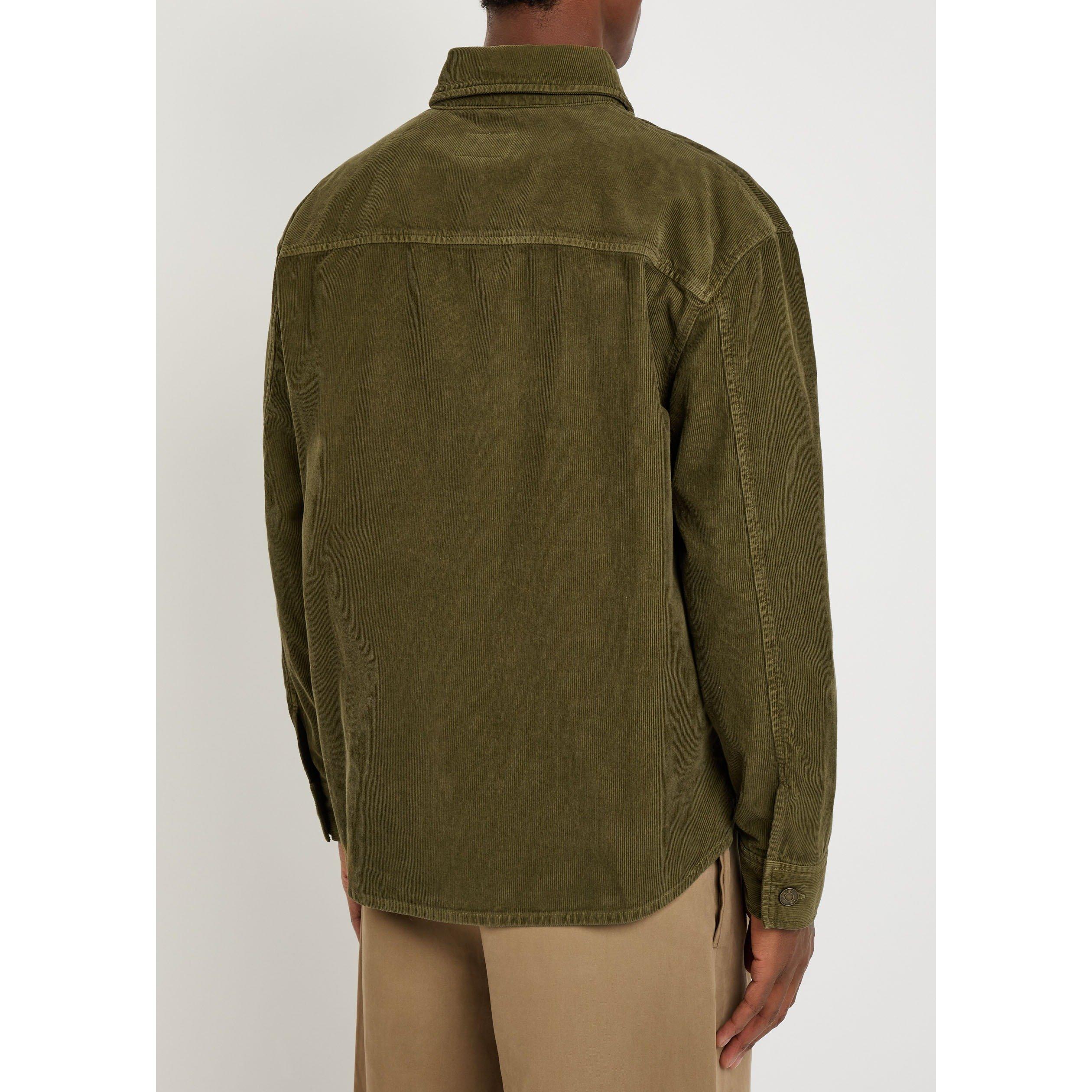 KHAKI - Saint Laurent - Men's Long Cotton Double-Breasted Relaxed-Fit Overshirt - 3