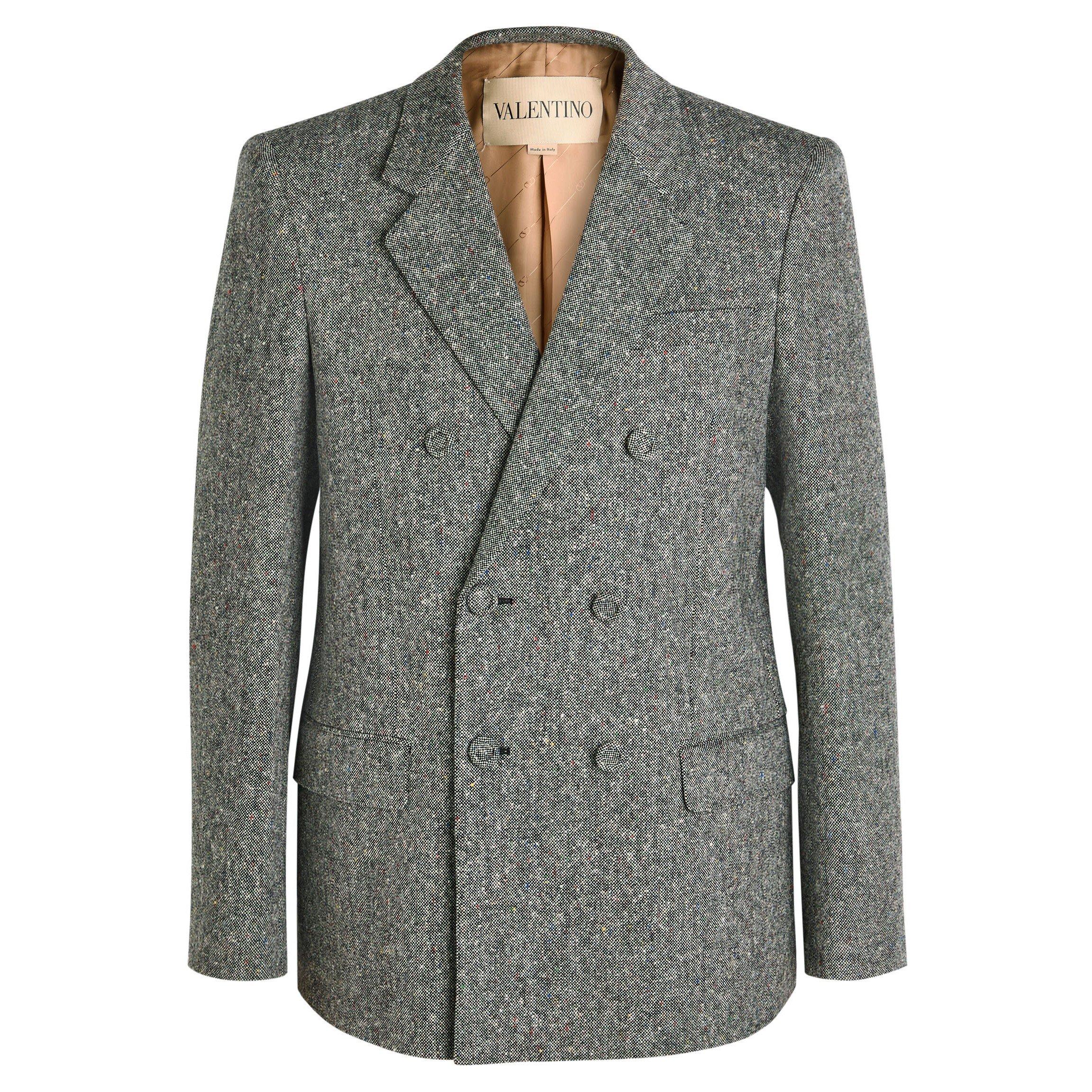 GREY - Valentino - VAL CHECK DOUBLE BLZR