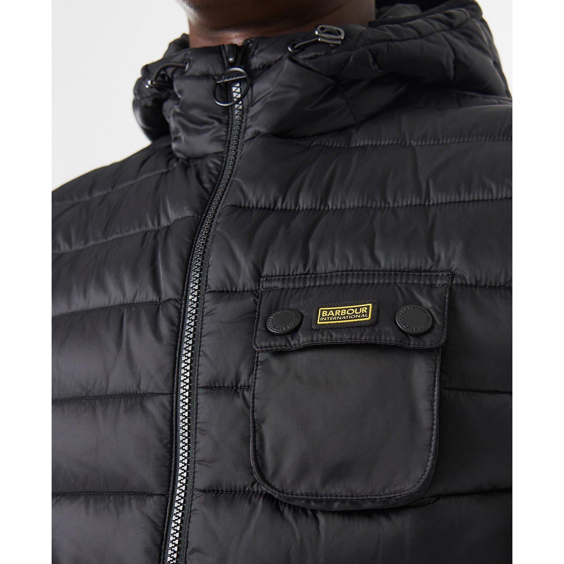 Black BK91 - Barbour International - Men's Ouston Hooded Water Resistant Gilet - 6