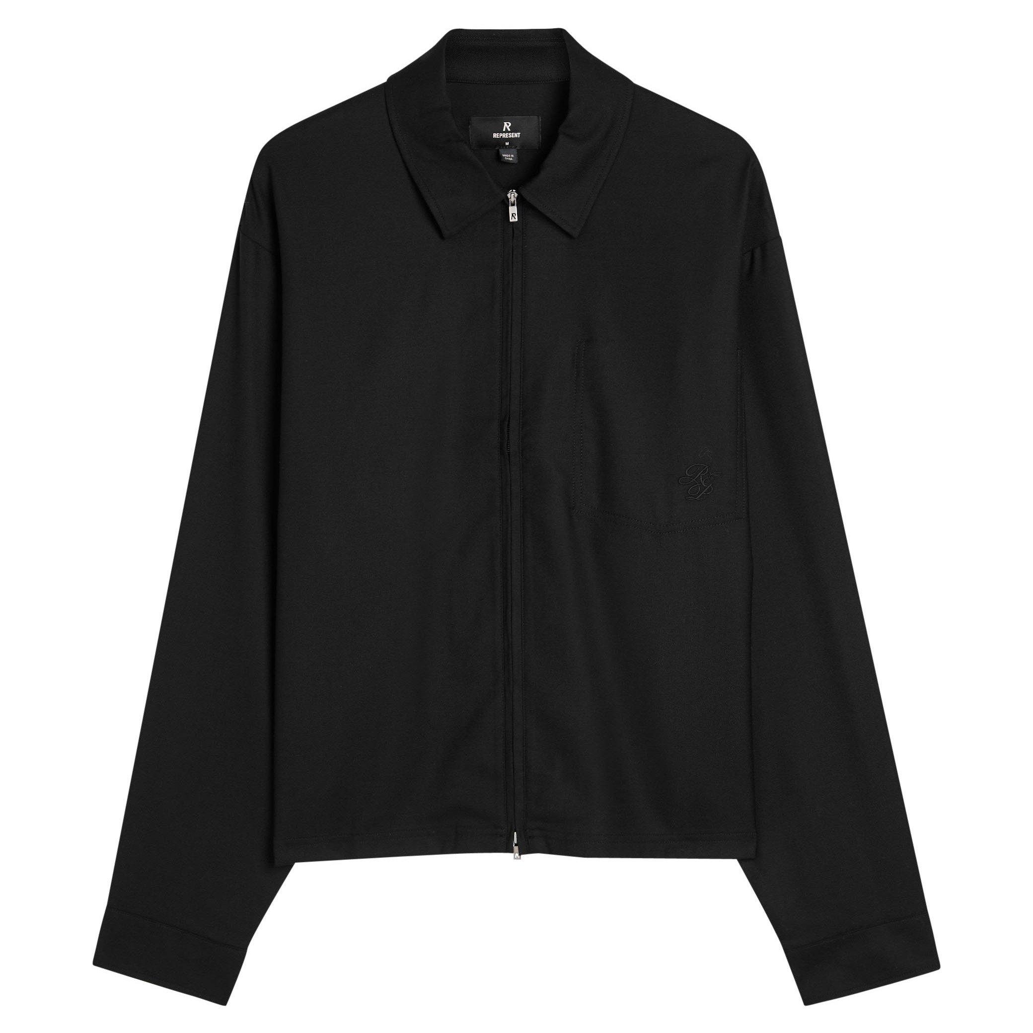 BLACK - Represent - REP ZIP UP WOOL SHIRT