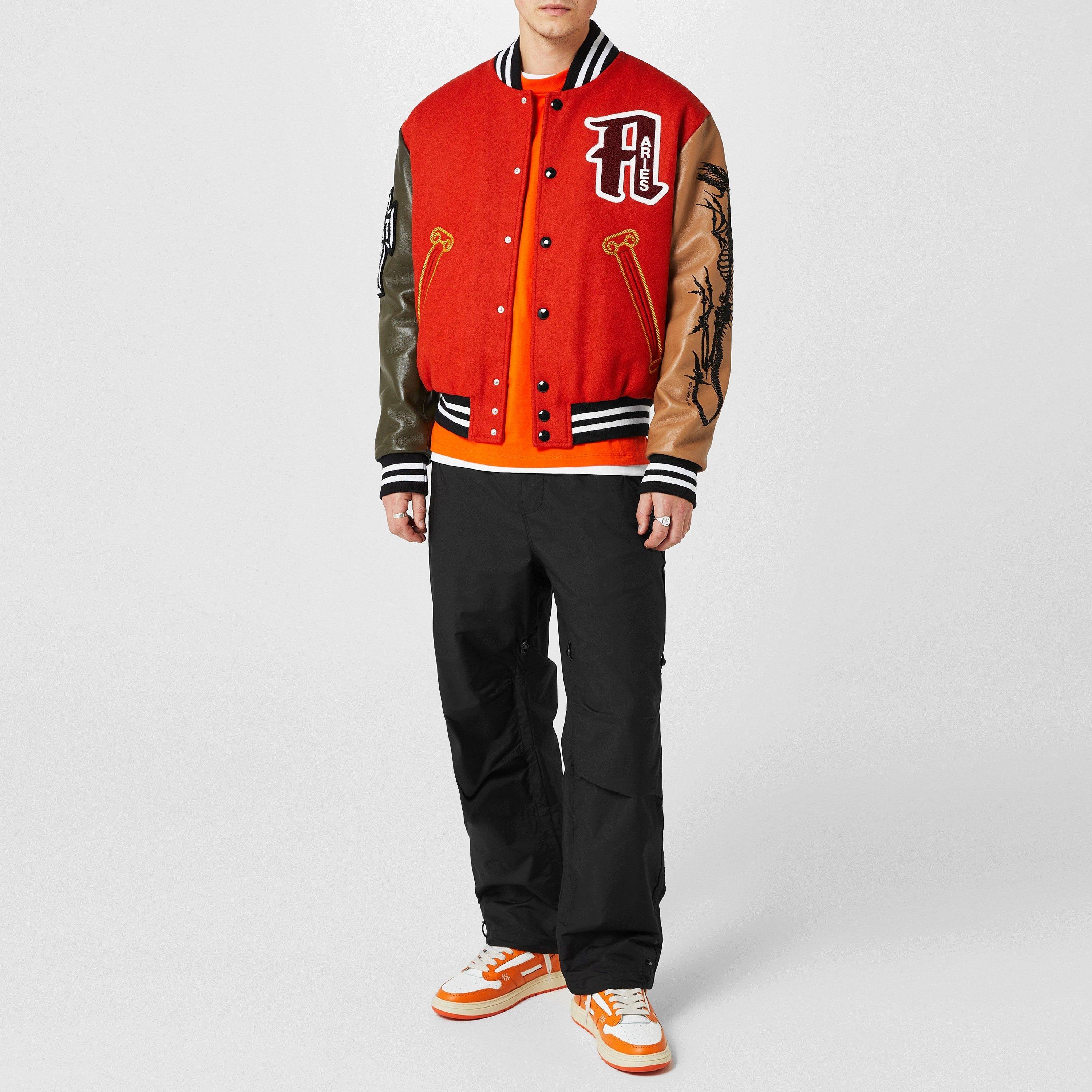 Orange - Aries - Men's Raww Varsity Jacket - 2