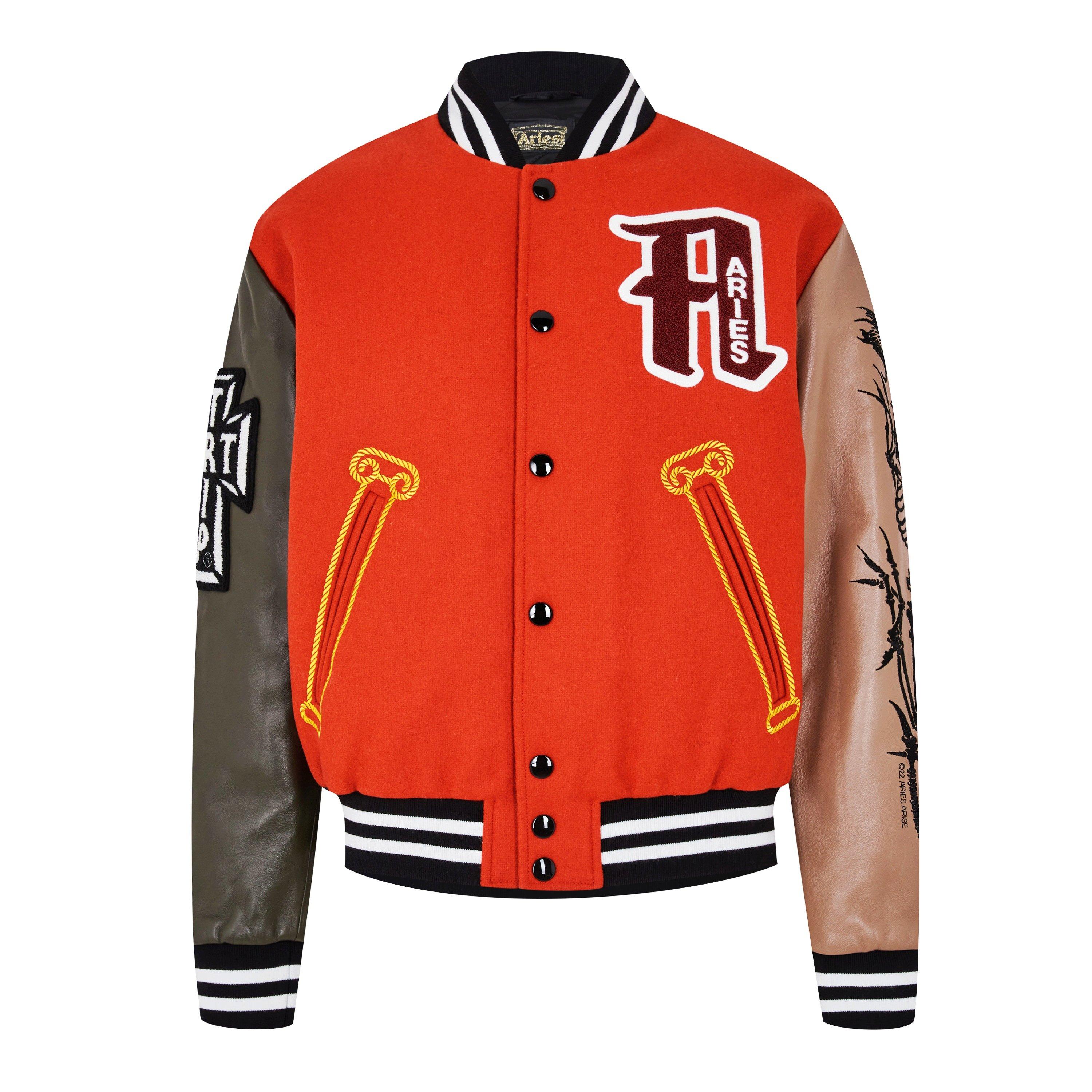 Orange - Aries - Men's Raww Varsity Jacket - 4
