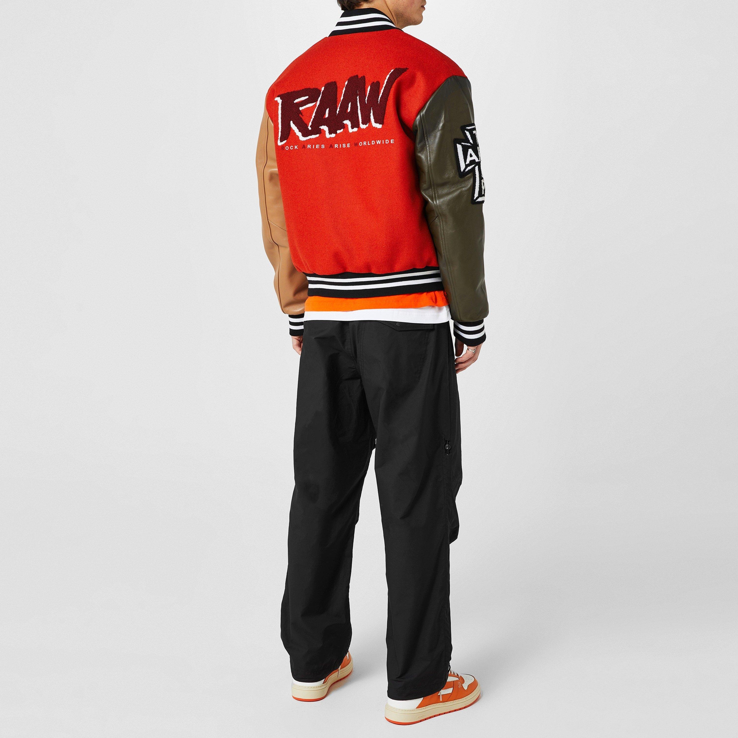 Orange - Aries - Men's Raww Varsity Jacket - 3