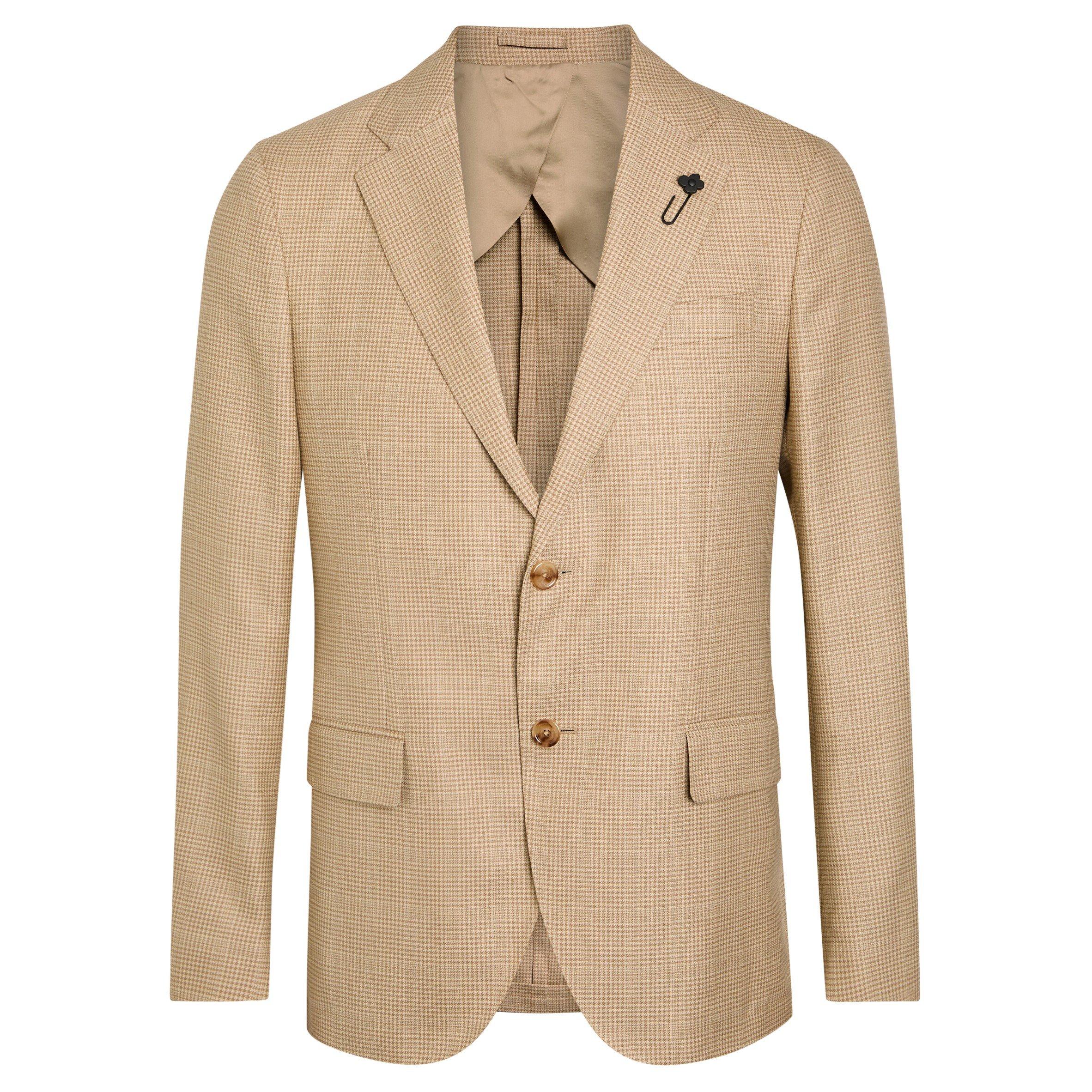 TAN - Lardini - Men's Houndstooth Wool Blazer - 1